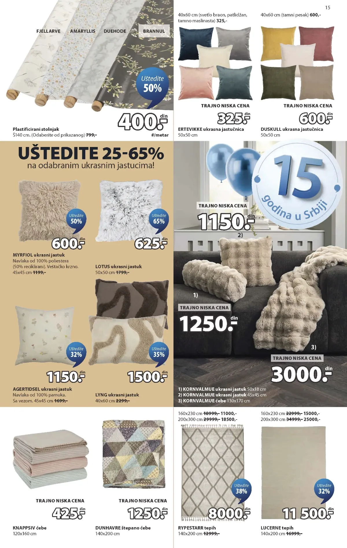JYSK ukrasni tekstil i tepisi – strana 15 JYSK katalog – ukrasni jastuci, ćebad i tepisi