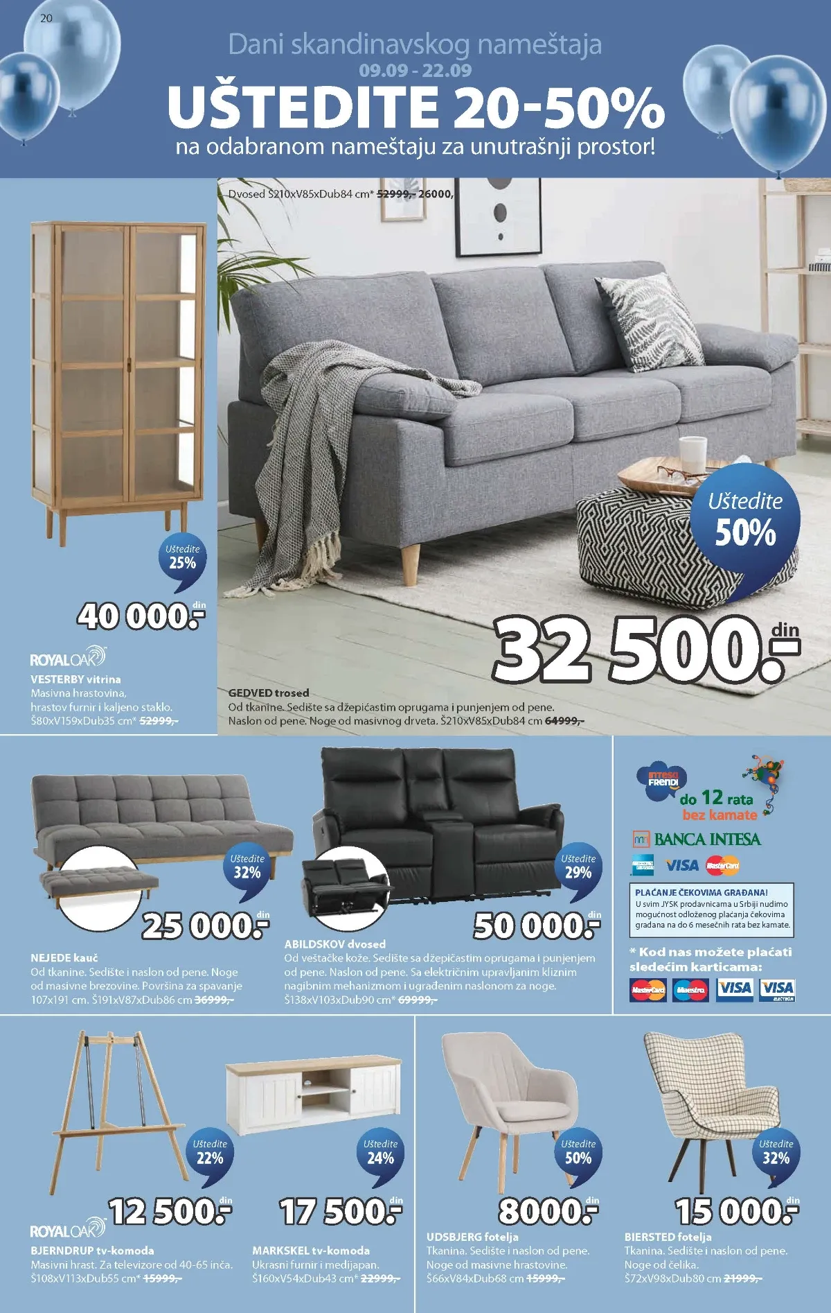JYSK sofe i nameštaj za dnevnu sobu – strana 20 JYSK katalog – sofe, fotelje, vitrine i TV komode