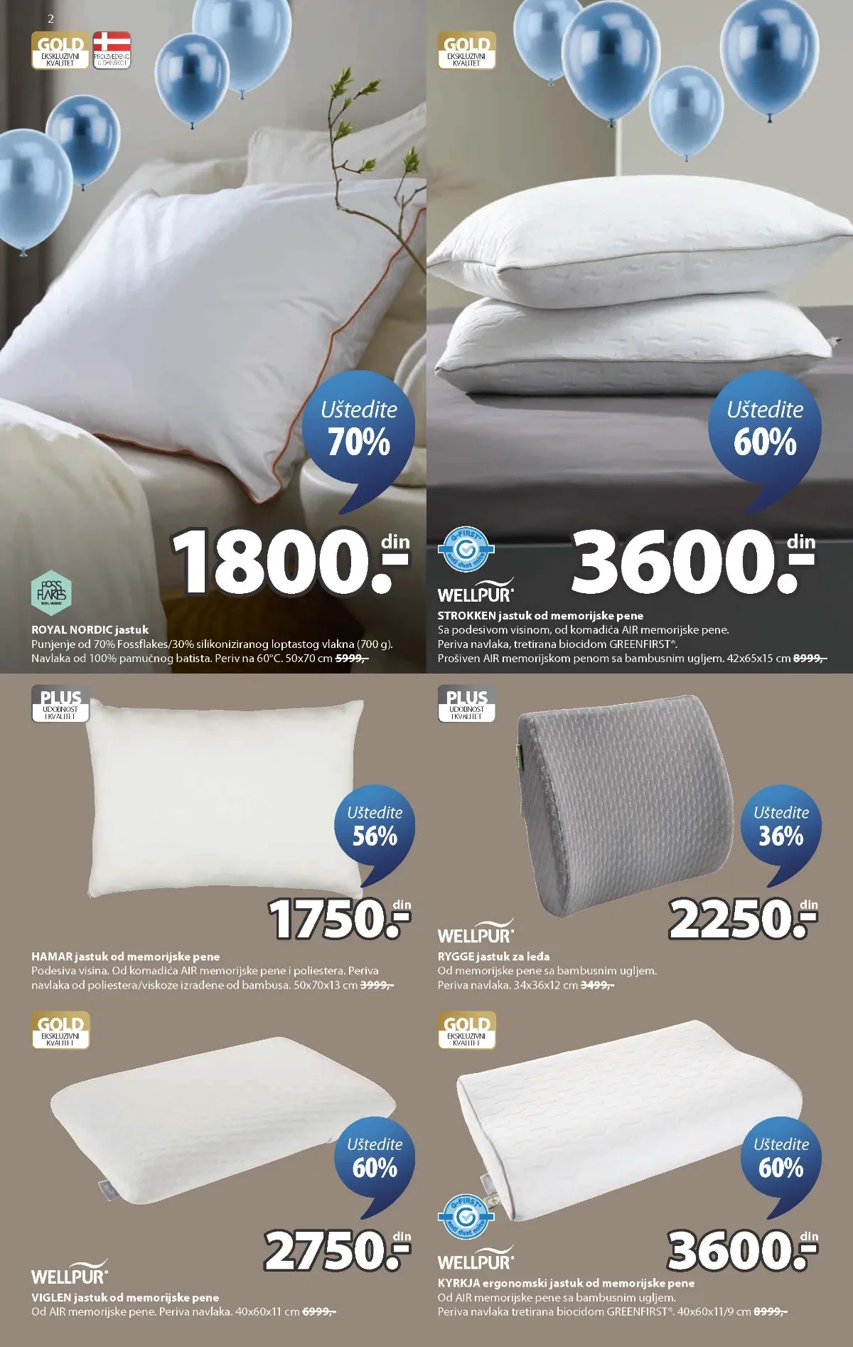 JYSK katalog strana 2 – Royal Nordic i STROKKEN jastuci sniženi do 70%