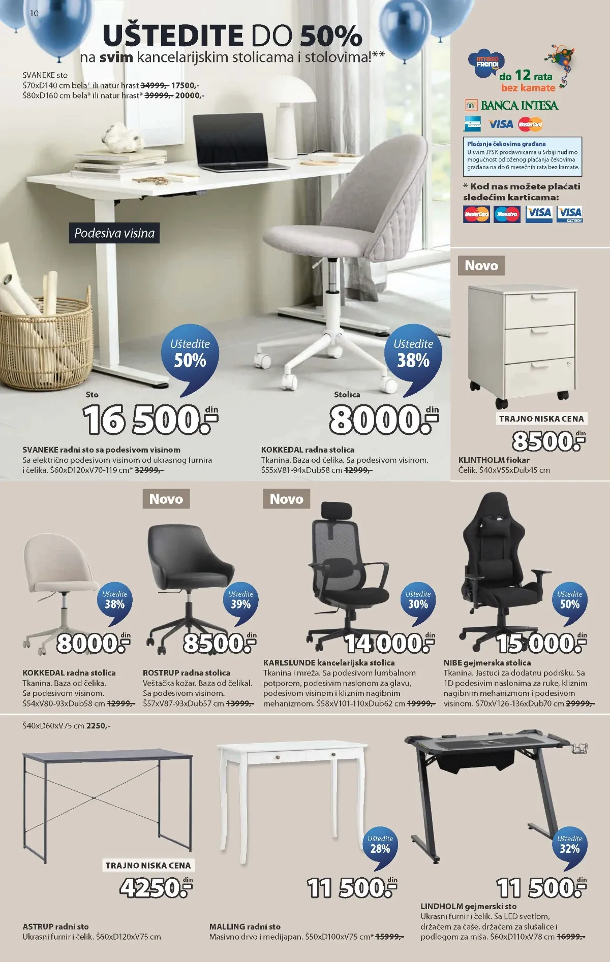 JYSK katalog strana 10 – radni stolovi i kancelarijske stolice sniženi do 50%