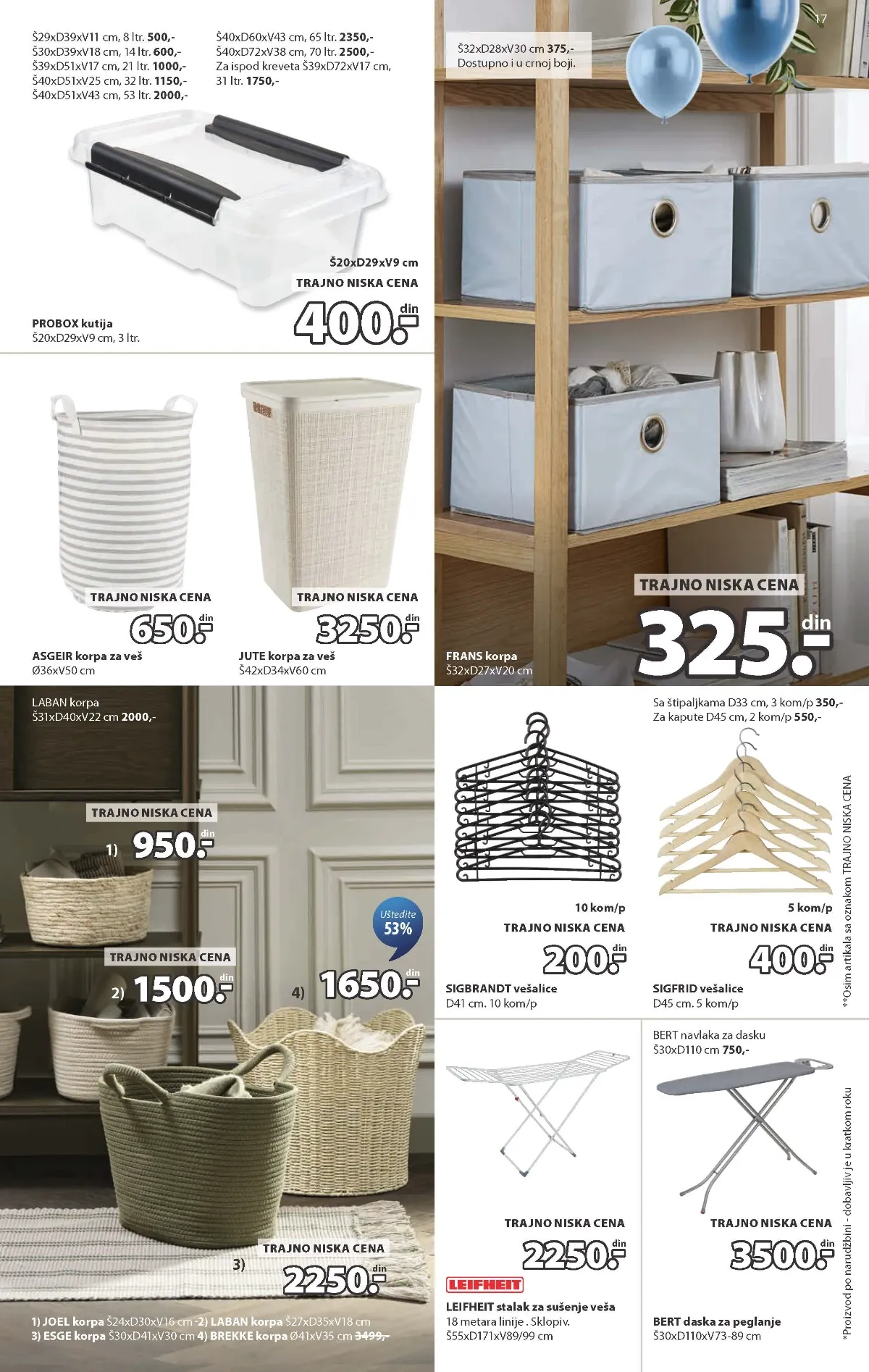 JYSK katalog strana 17 – kutije, korpe, vešalice i oprema za domaćinstvo