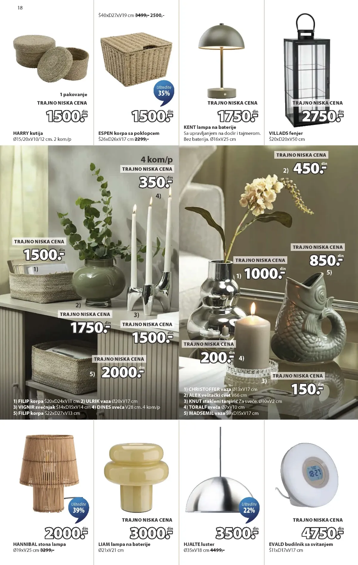 JYSK katalog strana 18 – lampe, fenjeri, vaze i dekoracija za dom