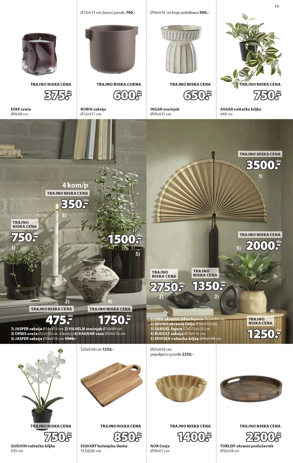JYSK katalog strana 19 – saksije, svećnjaci, veštačke biljke i dekoracija