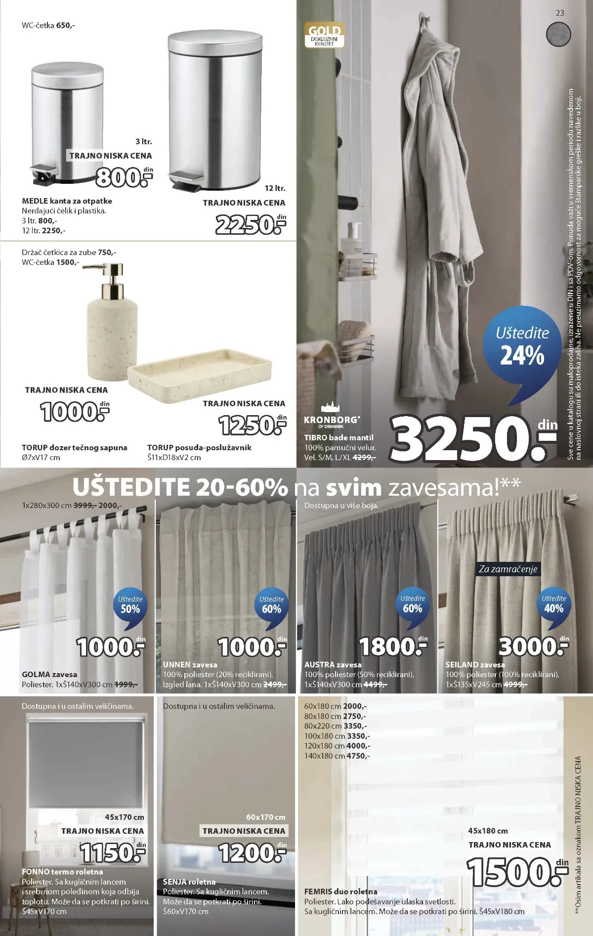 JYSK katalog strana 23 – zavese, roletne i oprema za kupatilo na sniženju