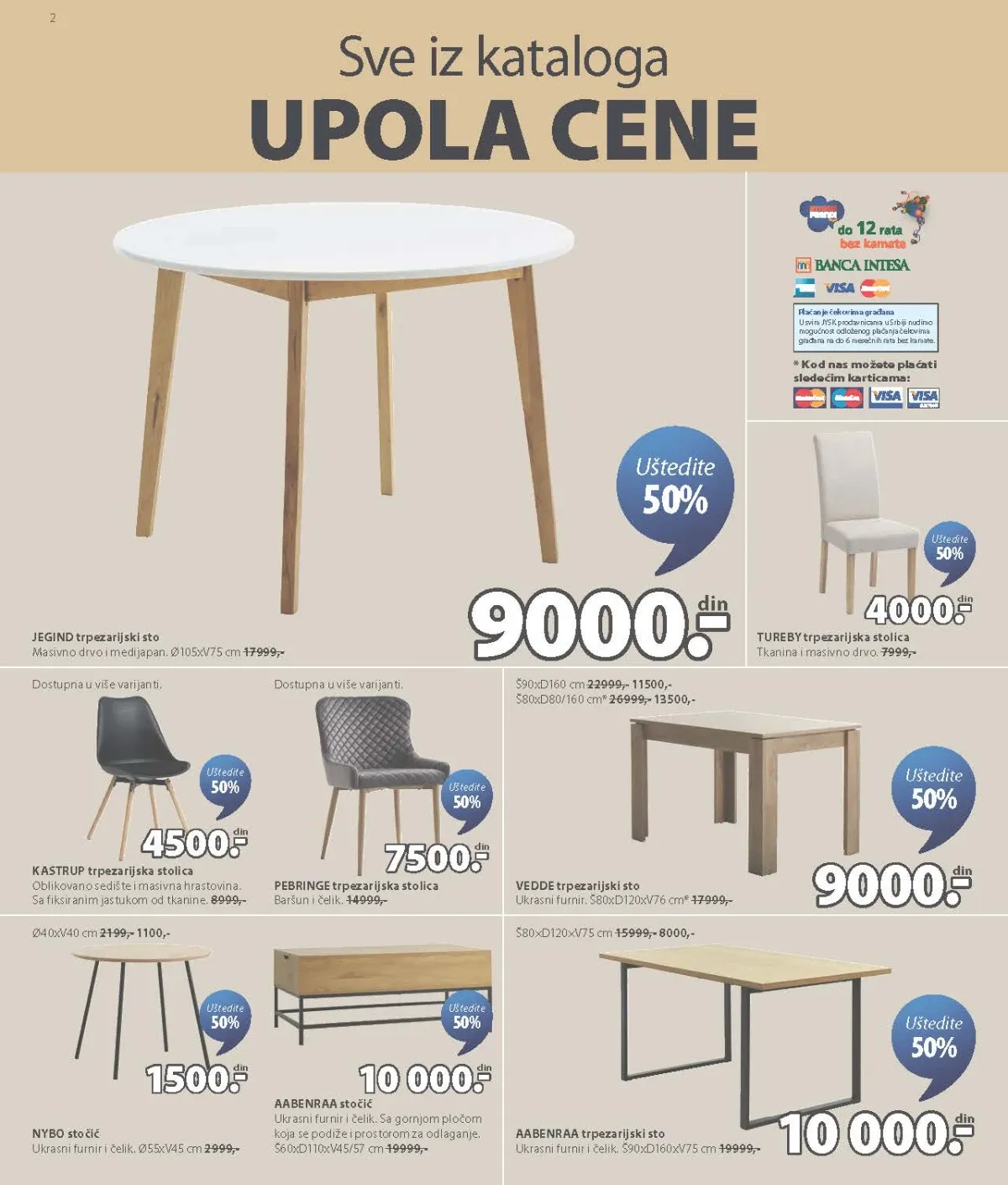 JYSK katalog do 01.09.2026. – trpezarijski stolovi, stolice i stočići uz 50% popusta – strana 2