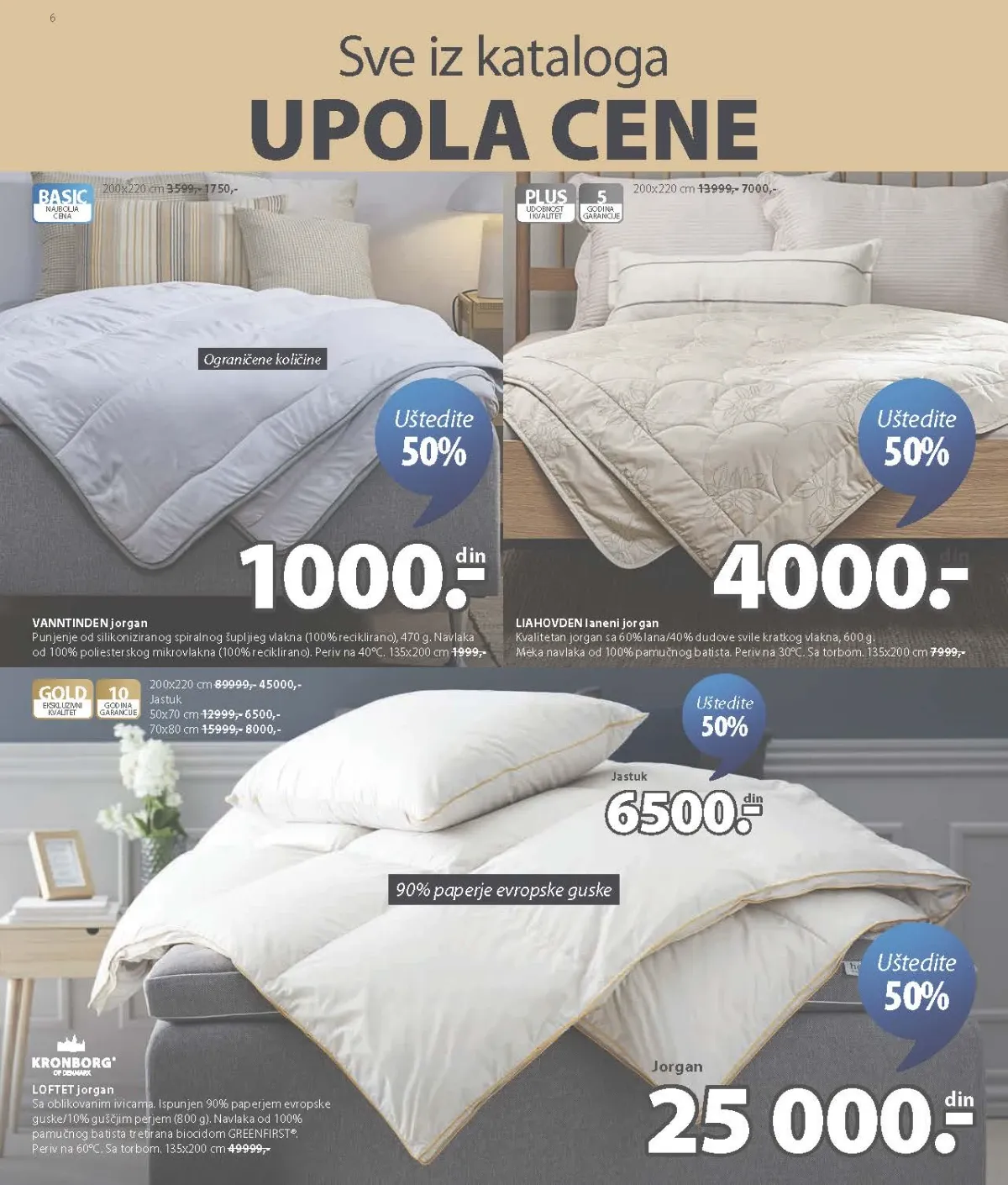 JYSK katalog do 01.09.2026. – jorgani i jastuci uz 50% popusta – strana 6