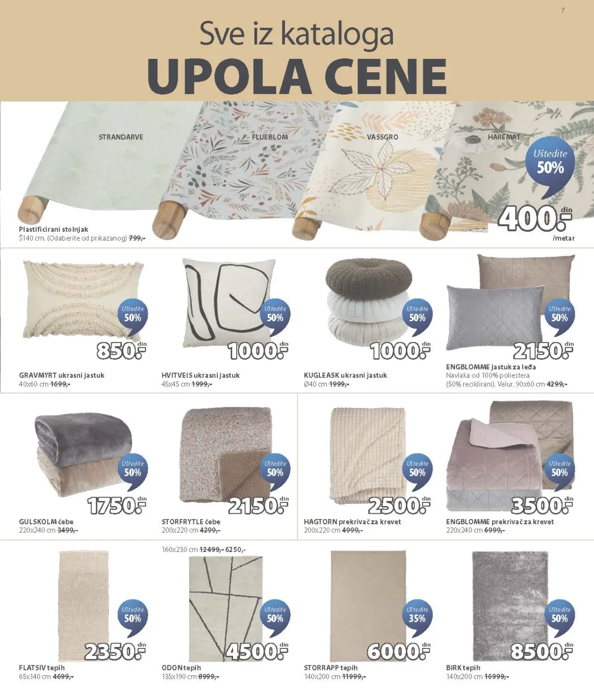 JYSK katalog do 01.09.2026. – tepisi, prekrivači i dekoracija uz 50% popusta – strana 7