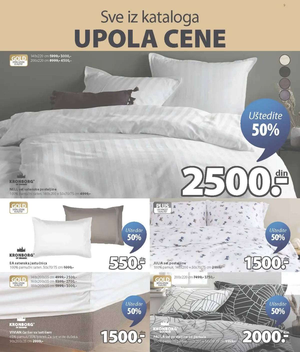 JYSK katalog do 01.09.2026. – posteljina, satenske navlake i čaršavi uz 50% popusta – strana 9