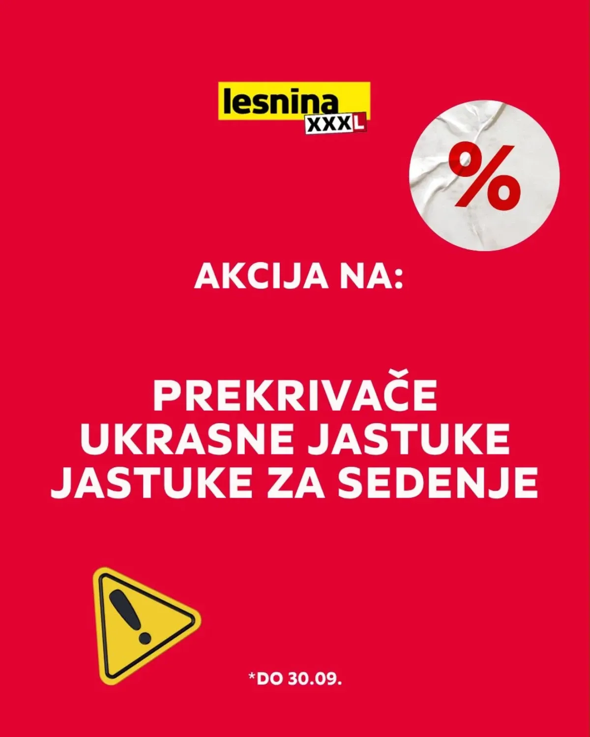 Lesnina XXXL akcija do 30.09.2026. – 20% popusta na prekrivače, ukrasne jastuke i jastuke za sedenje