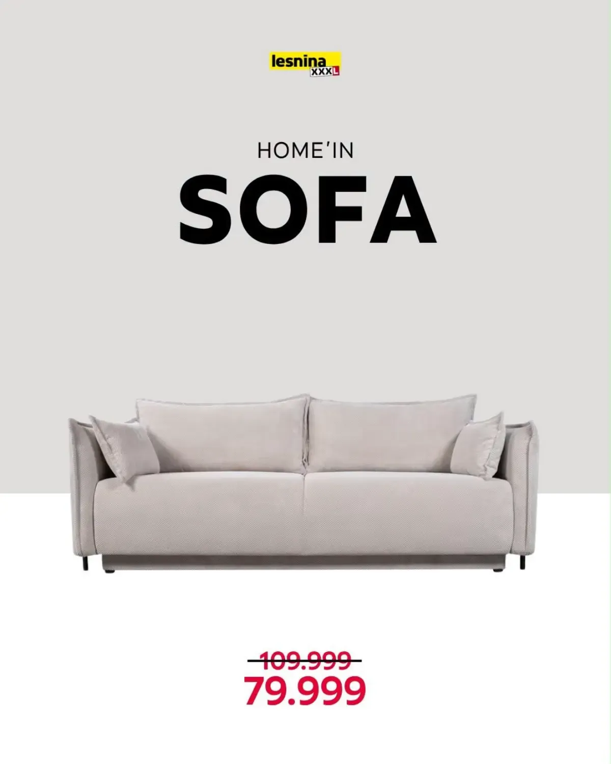 Lesnina HOME'IN sofa snižena sa 109.999 na 79.999 dinara