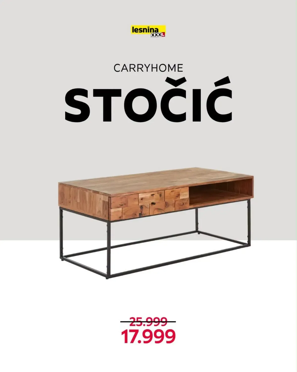 Lesnina CARRYHOME stočić snižen sa 25.999 na 17.999 dinara