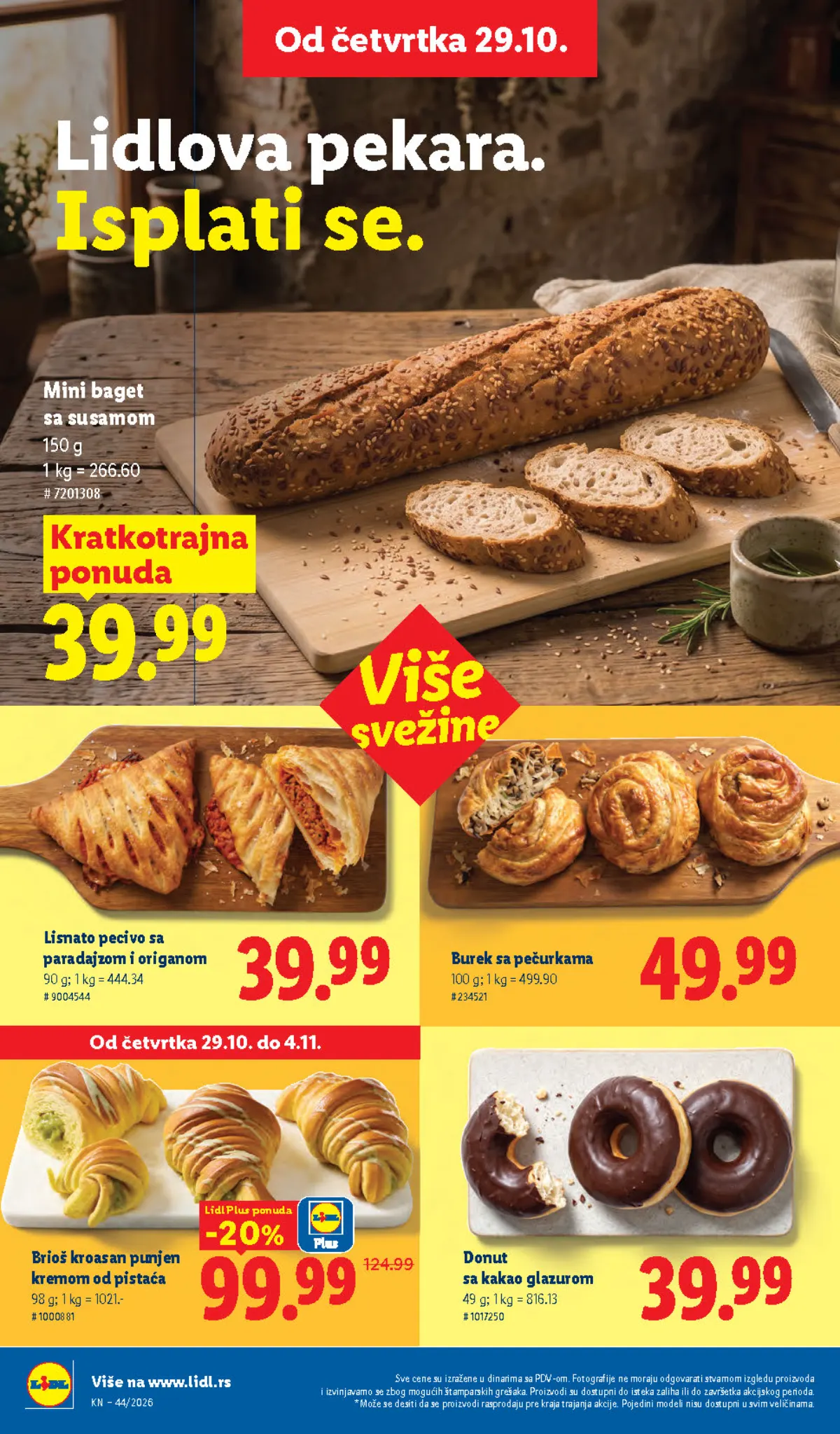 Lidl katalog – strana 24: baget, burek, kroasan sa pistaćima i donut