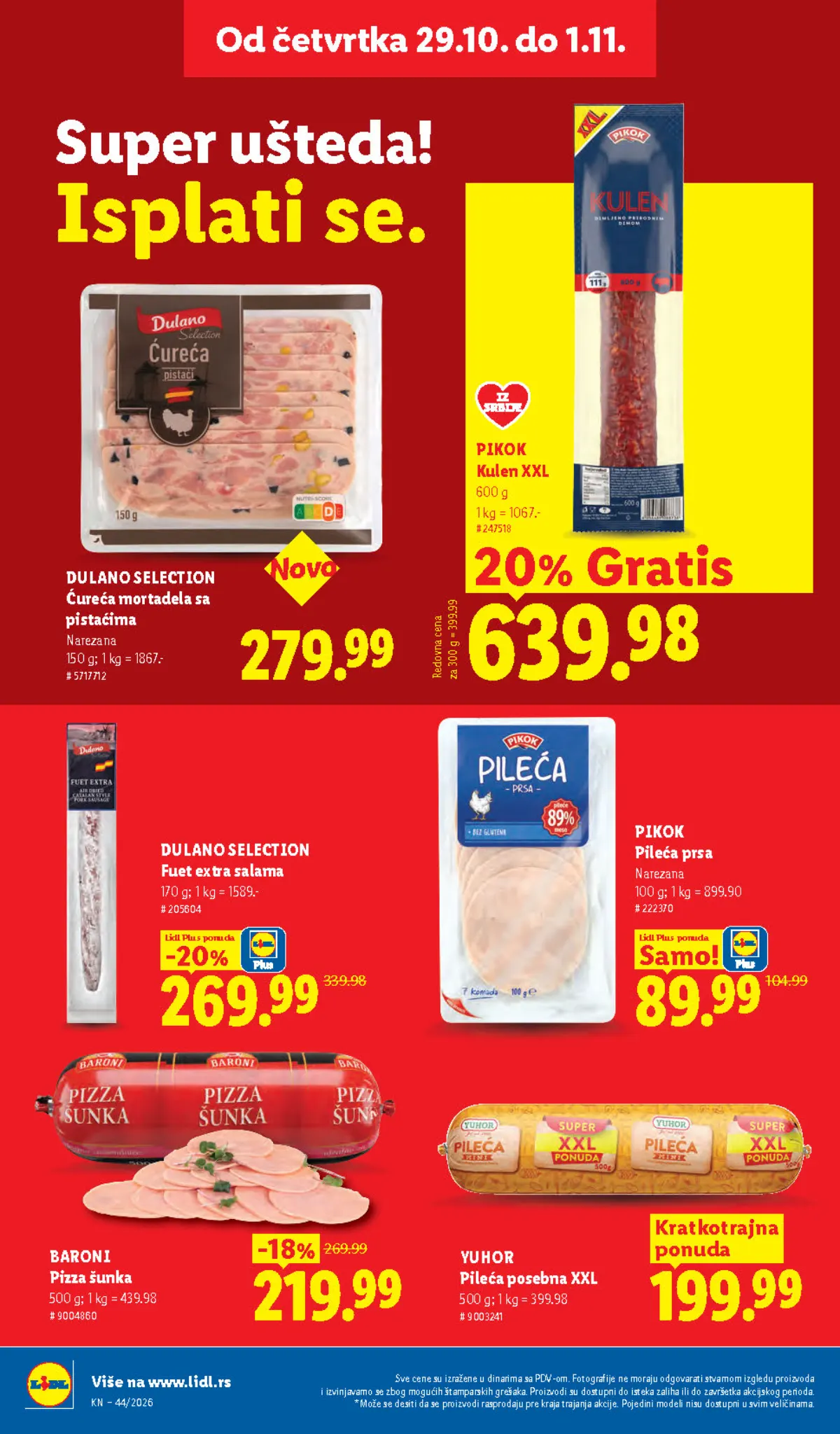 Lidl katalog – strana 26: suhomesnati proizvodi i XXL ponuda
