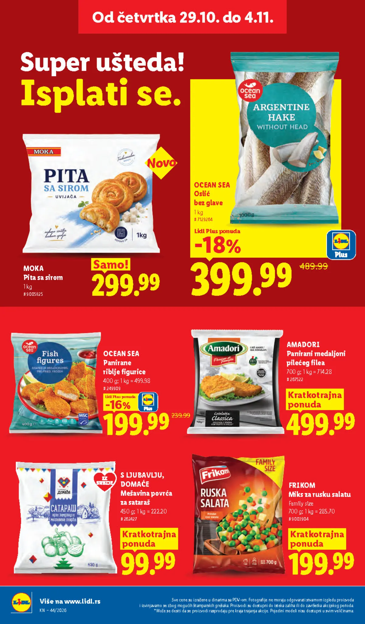 Lidl katalog – strana 28: riblje figurice, pita sa sirom i zamrznuto povrće