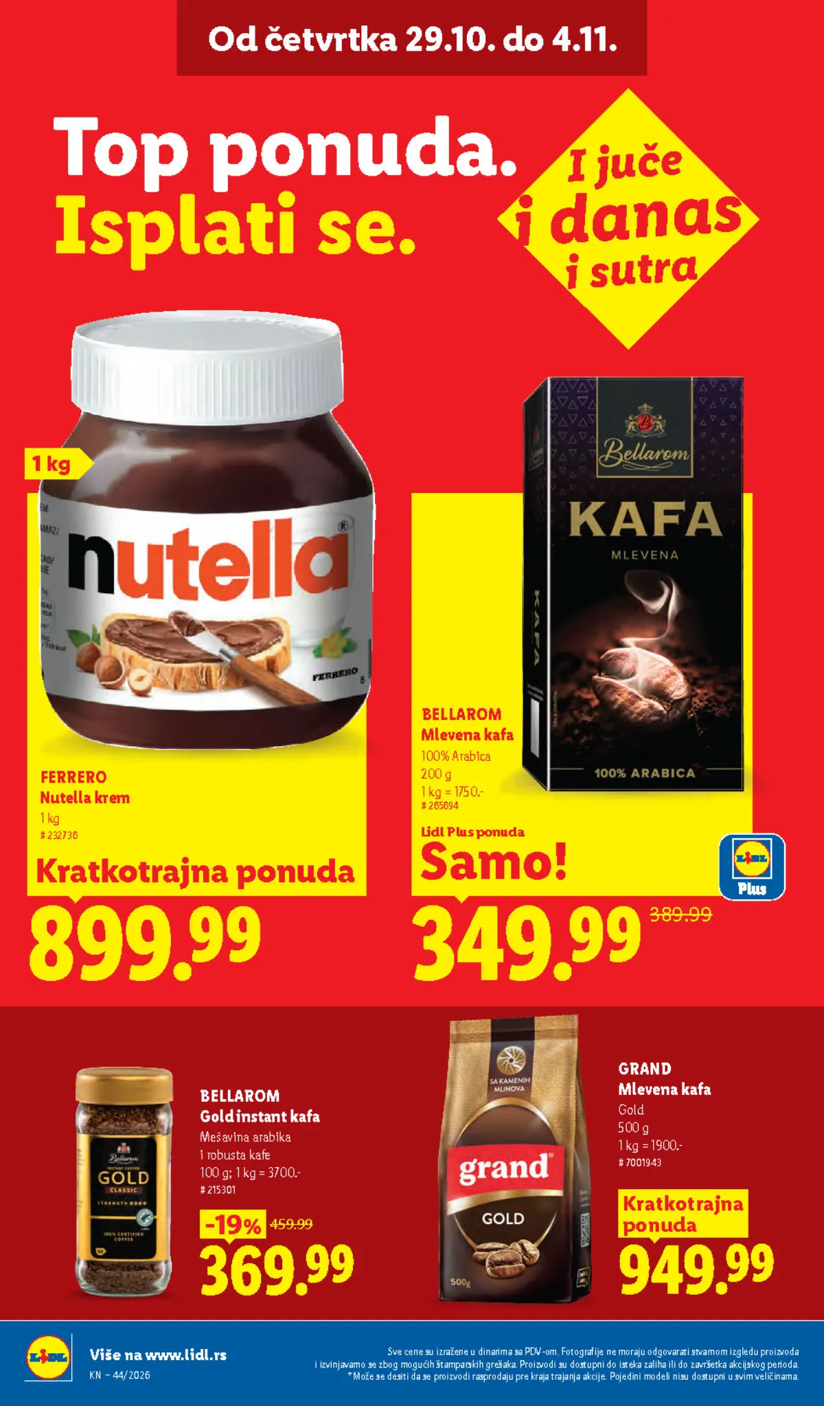 Lidl katalog – strana 32: Nutella krem i BELLAROM kafa