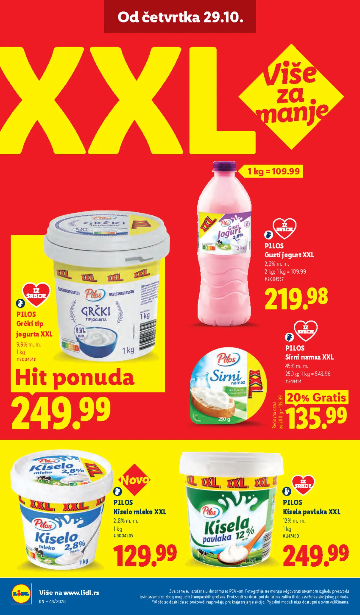 Lidl katalog – strana 54: PILOS XXL jogurt, sirni namaz, kiselo mleko i pavlaka