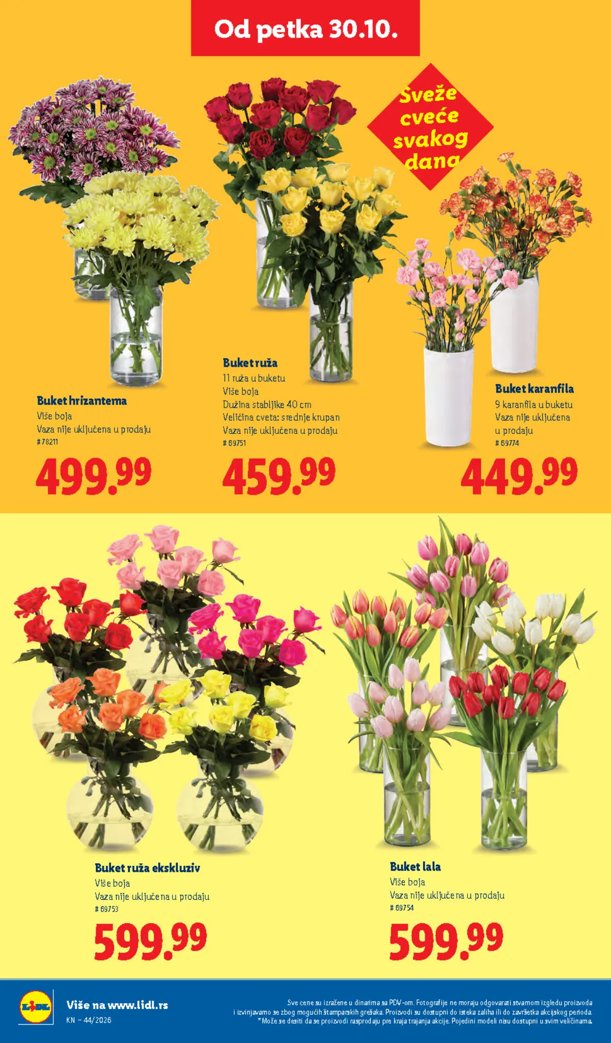 Lidl katalog – strana 74: buketi ruža i hrizantema
