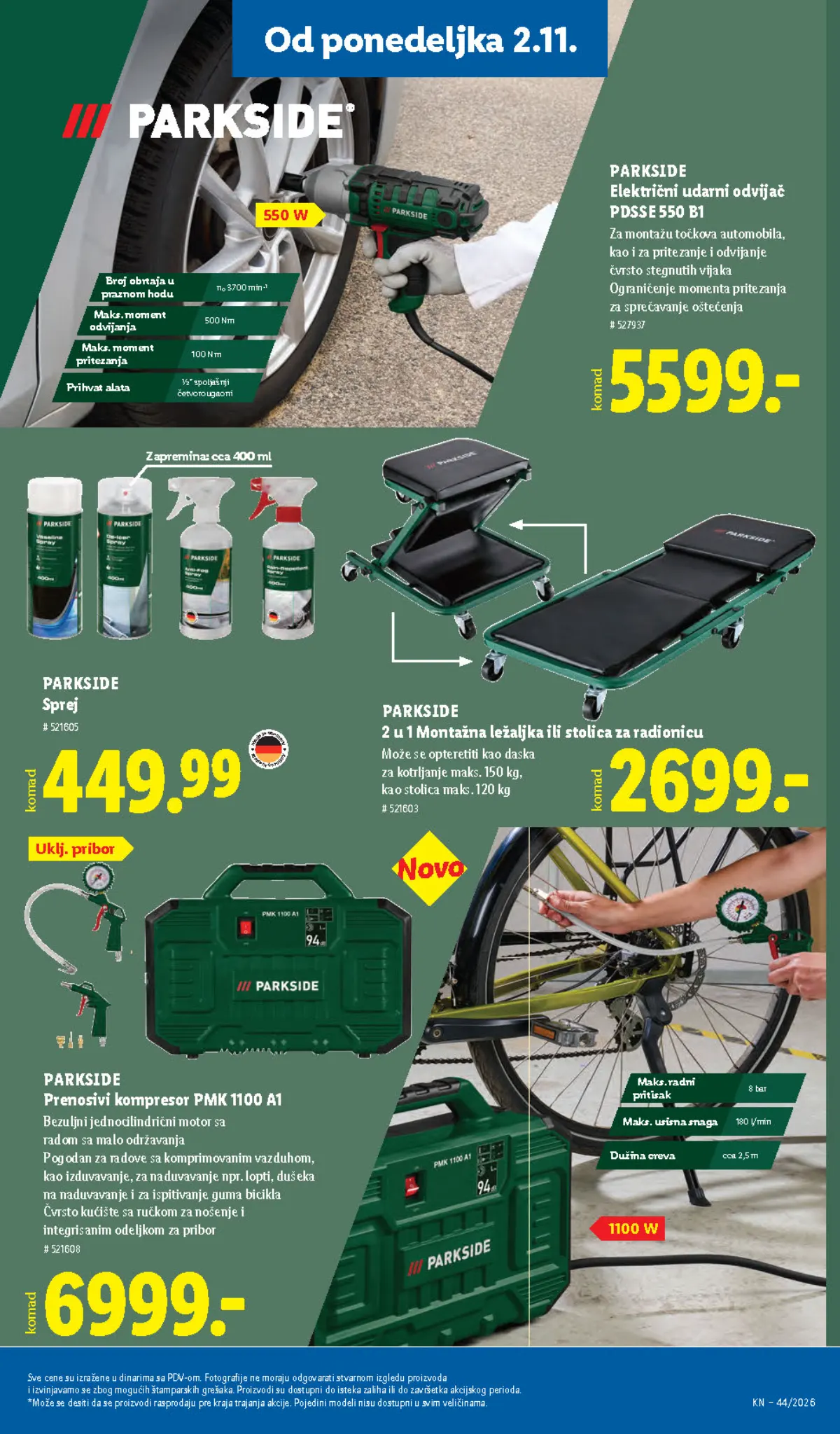 Lidl katalog – strana 95: PARKSIDE kompresor, udarni odvijač i montažna ležaljka