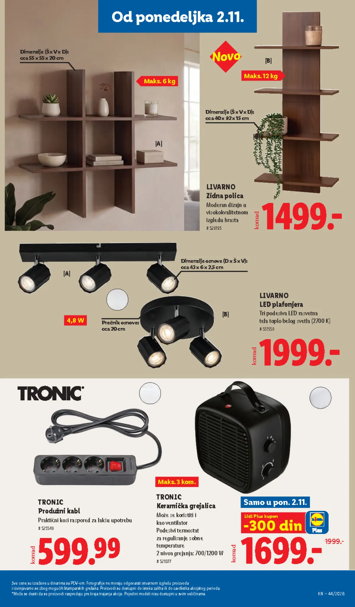 Lidl katalog – strana 99: LIVARNO zidna polica i LED plafonjera