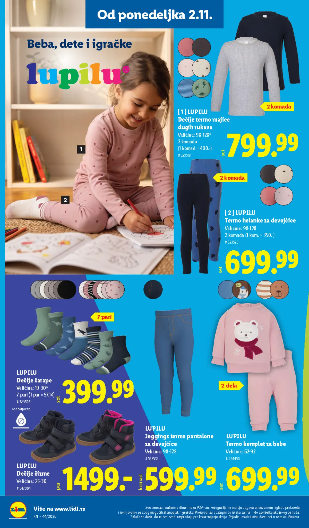 Lidl katalog – strana 100: LUPILU dečije čizme, termo odeća i čarape