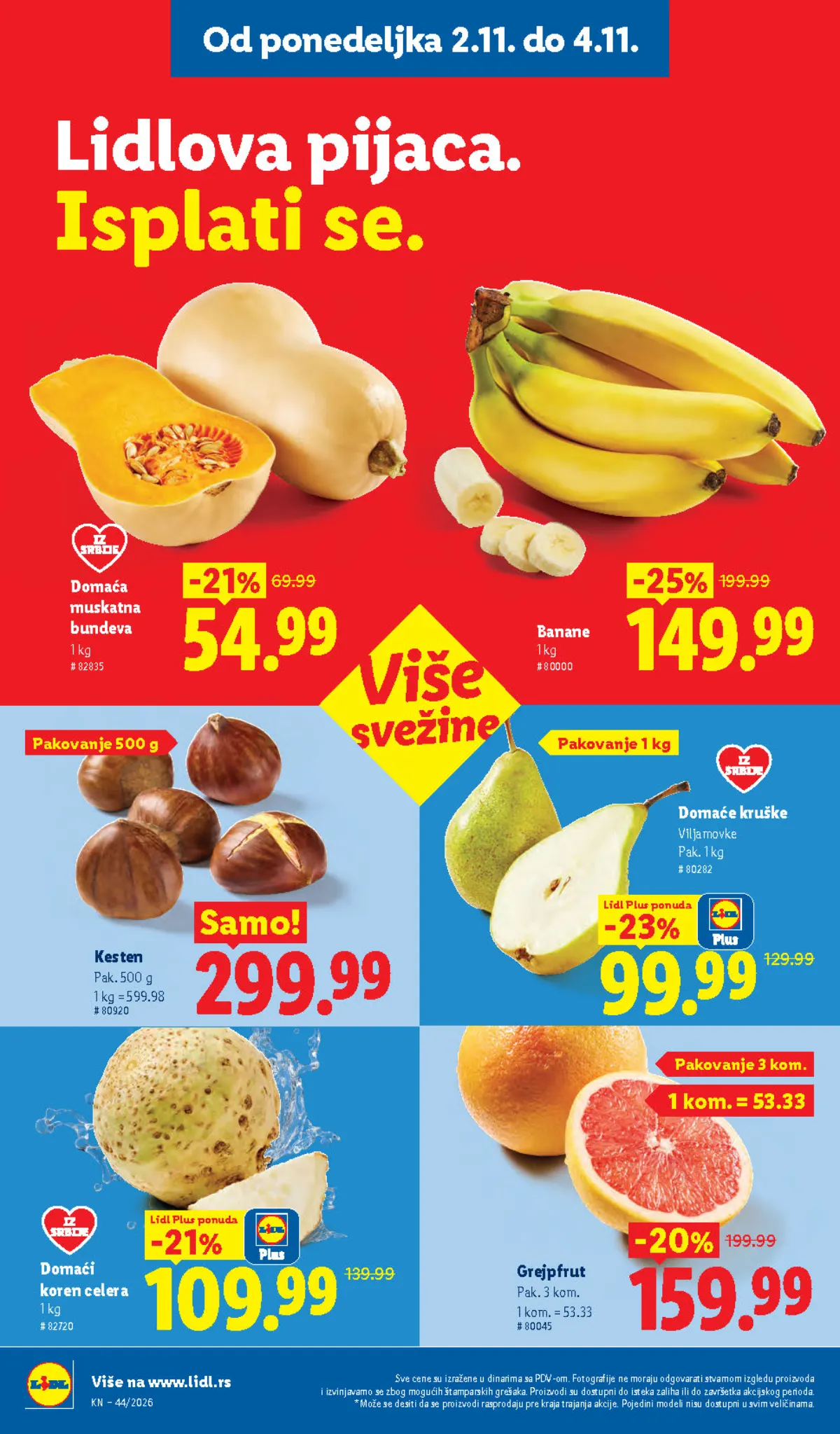 Lidl katalog – strana 104: banane, bundeva, kruške, kesten, celer i grejpfrut