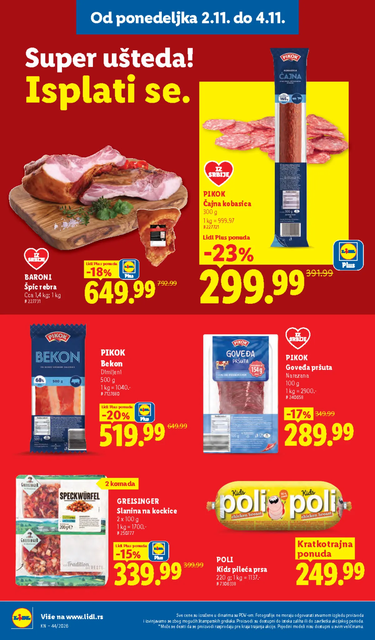 Lidl katalog – strana 106: špic rebra, goveđa pršuta i slanina