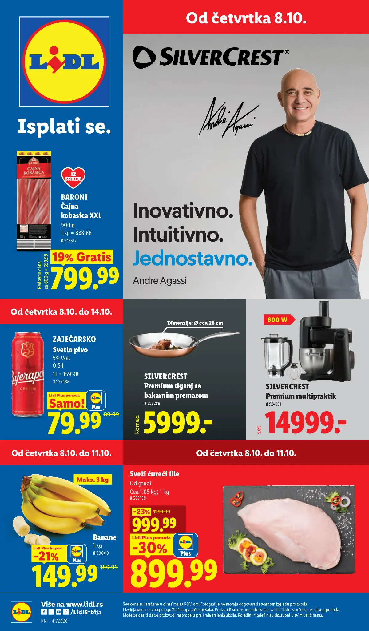 LIDL katalog od 08.10. do 14.10.2026. – akcija sa sniženjima hrane, mesa, voća, povrća, kućnih aparata i Lidl Plus ponudama