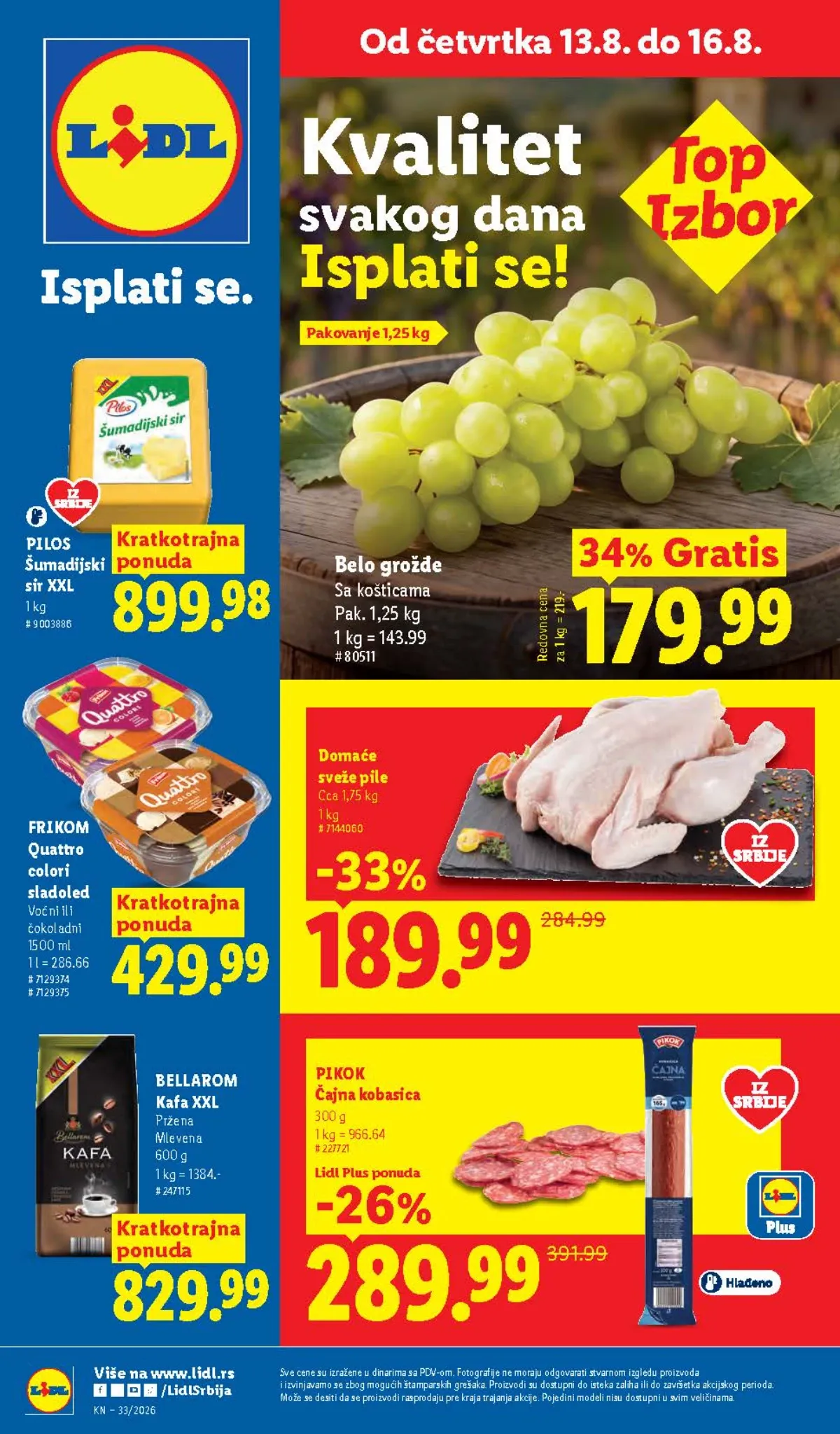 Lidl katalog do 19.08.2026. – akcijske cijene mesa, voća, suhomesnatih proizvoda, kafe, sladoleda, prehrane i proizvoda za domaćinstvo