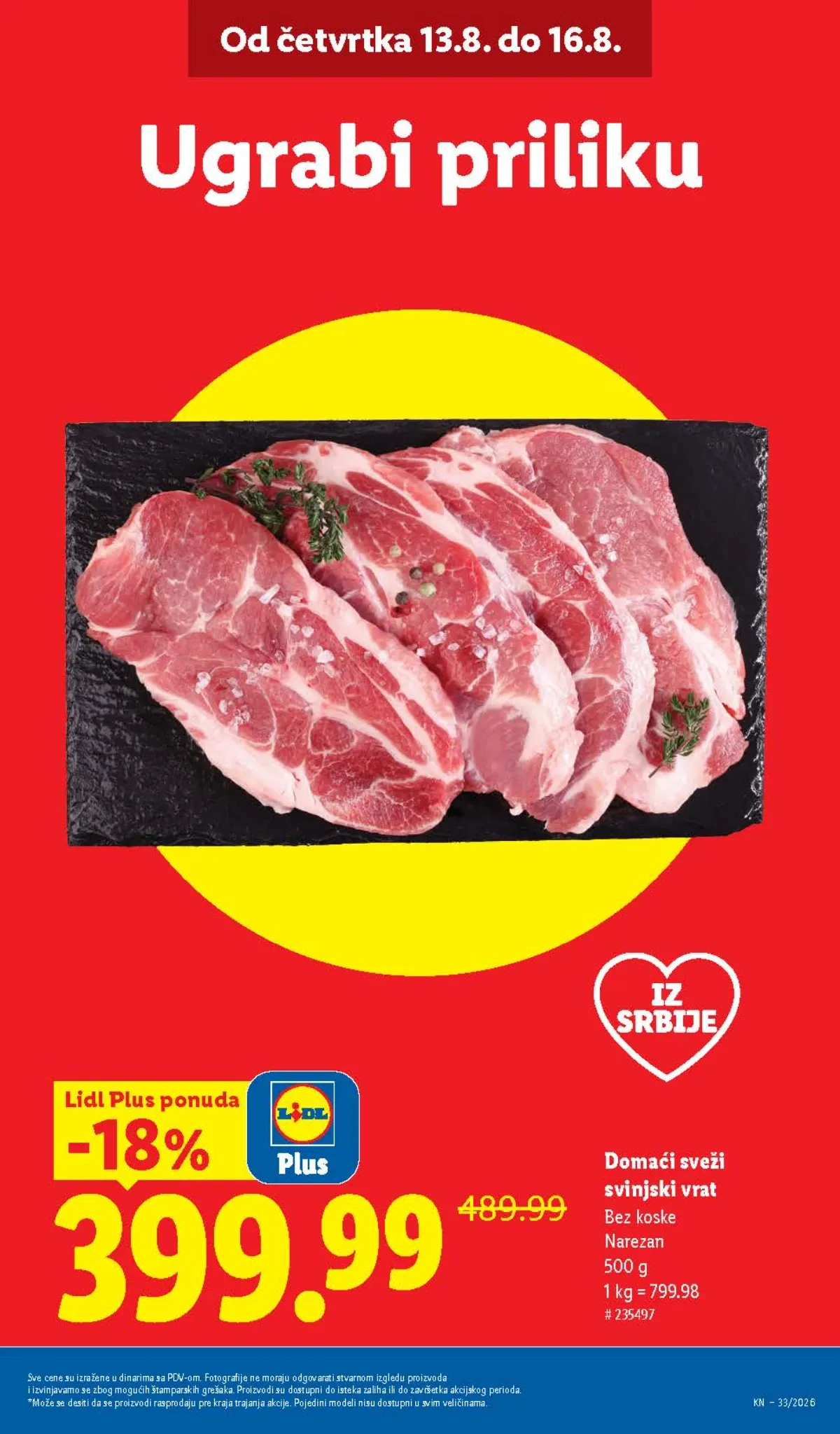 Lidl katalog – domaći svježi svinjski vrat uz Lidl Plus ponudu