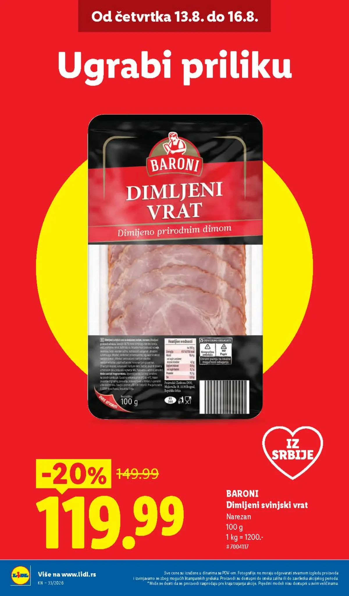 Lidl katalog do 19.08.2026. – Baroni dimljeni svinjski vrat na akciji