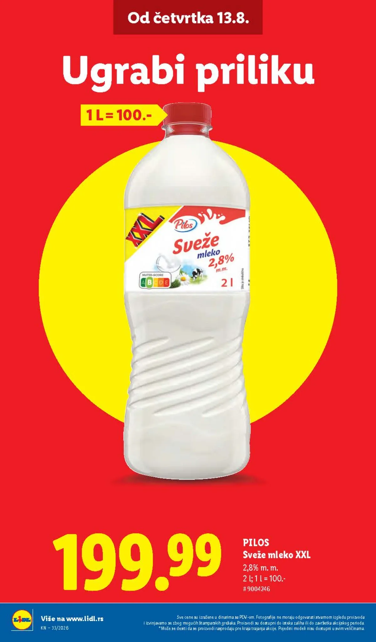 Lidl katalog – Pilos svježe mlijeko XXL 2 litra po akcijskoj cijeni