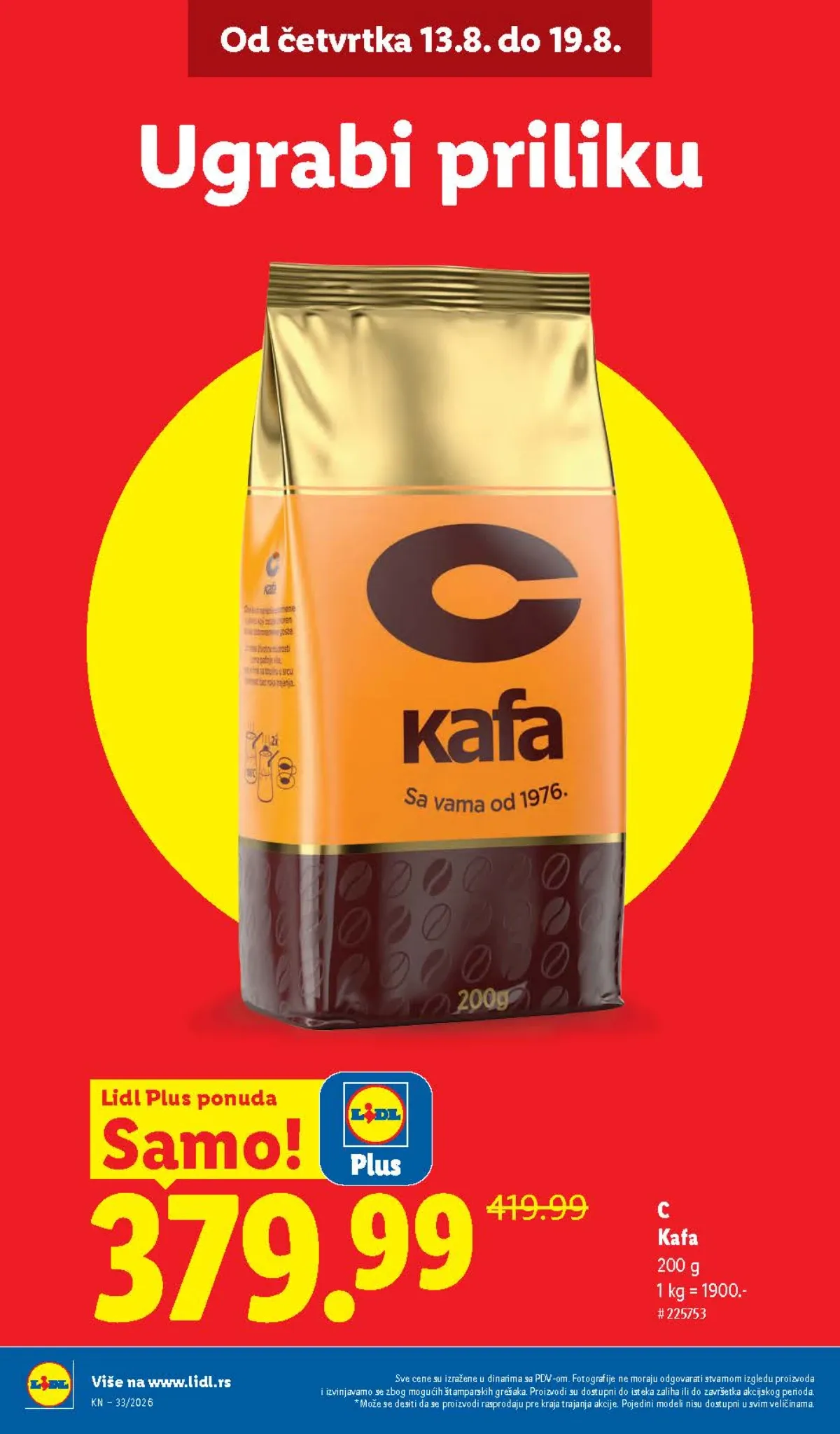 Lidl katalog do 19.08.2026. – C kafa 200 g uz Lidl Plus ponudu