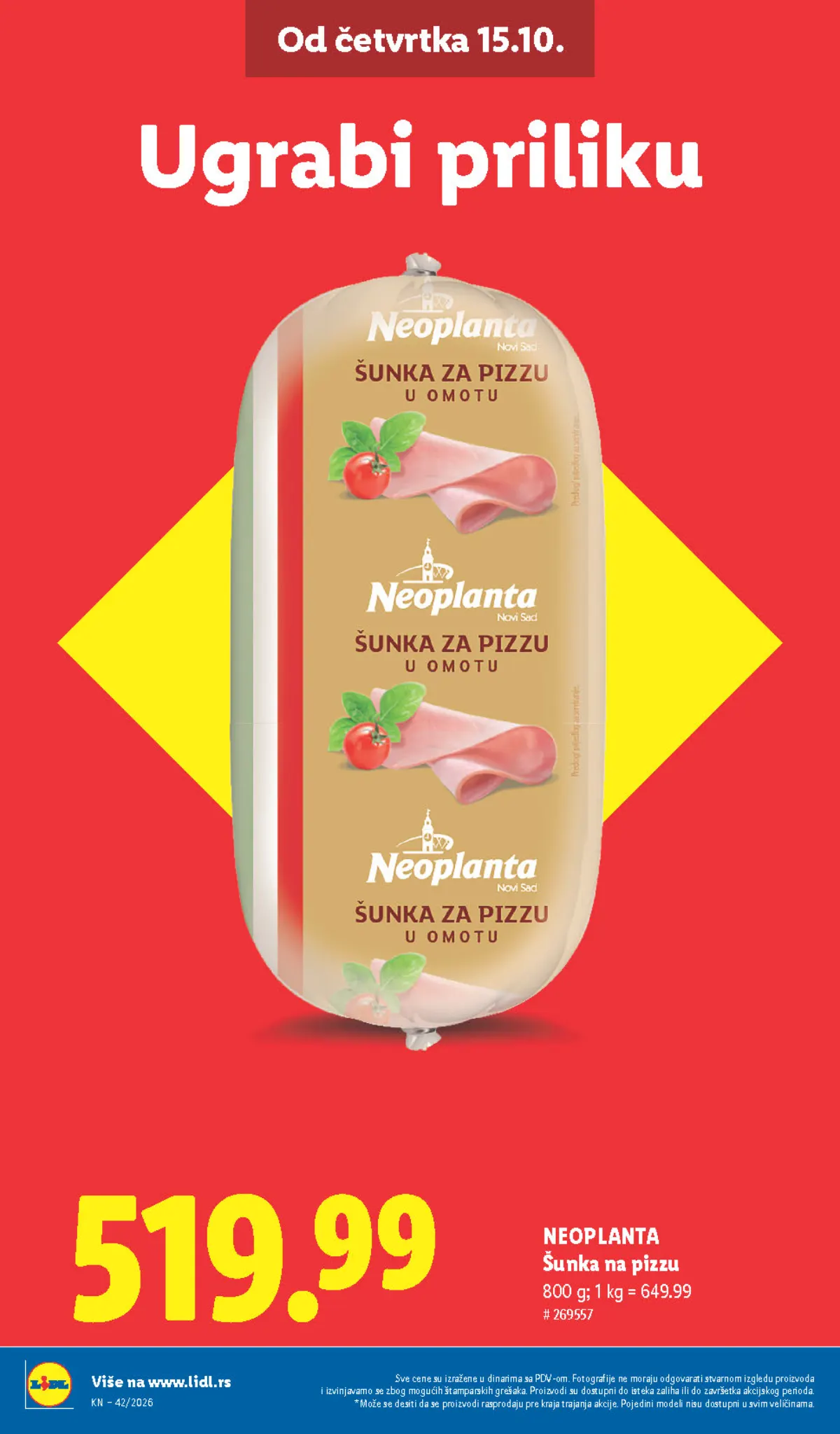 Lidl katalog – strana 4: Neoplanta šunka za pizzu, 800 g
