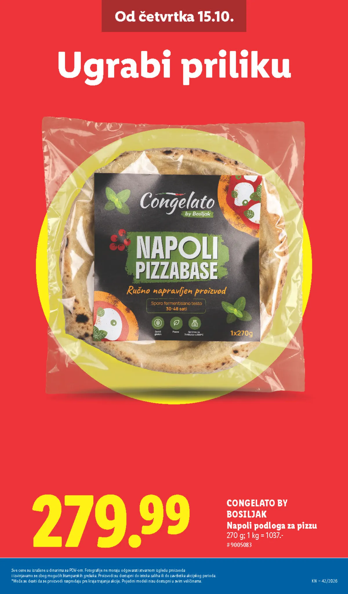 Lidl katalog – strana 7: Congelato by Bosiljak Napoli podloga za pizzu, 270 g
