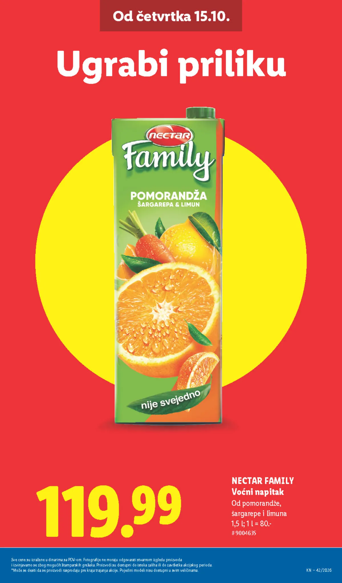 Lidl katalog – strana 13: Nectar Family napitak od pomorandže, šargarepe i limuna, 1,5 l