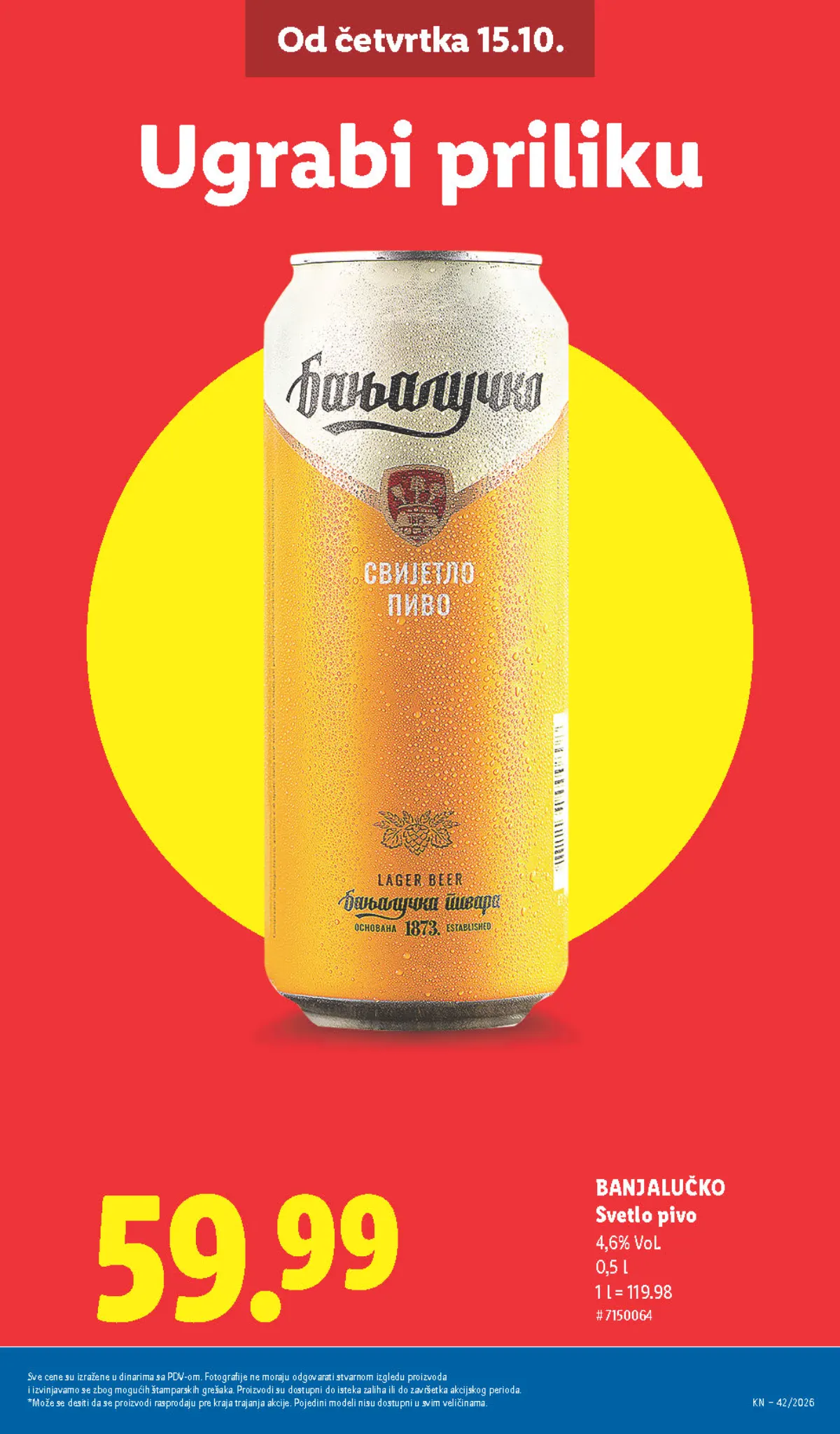 Lidl katalog – strana 15: Banjalučko svetlo pivo, 0,5 l