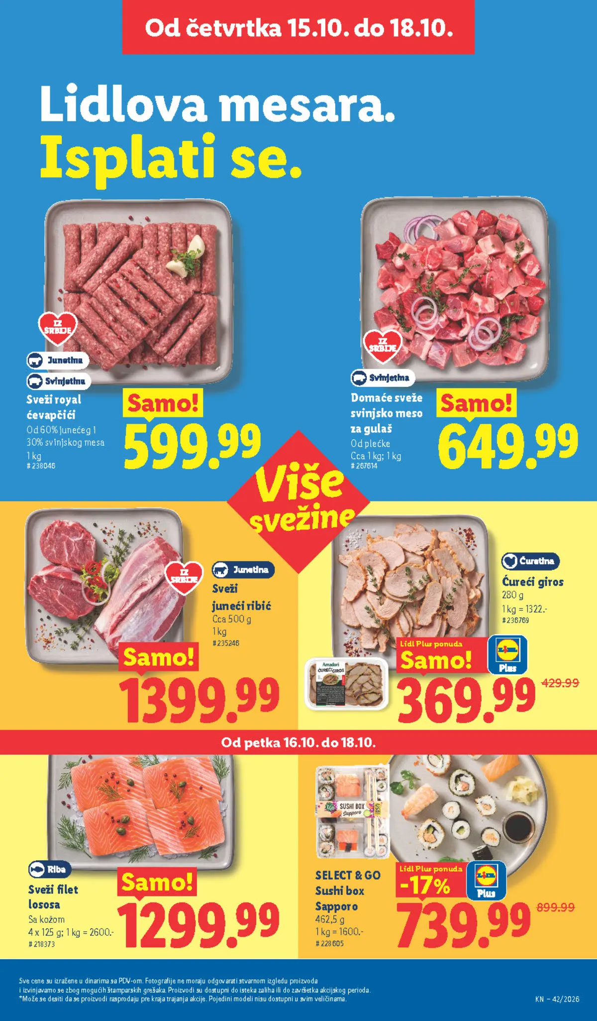 Lidl katalog – strana 21: Sveži royal ćevapčići, 1 kg, Domaće sveže svinjsko meso za gulaš, od plećke
