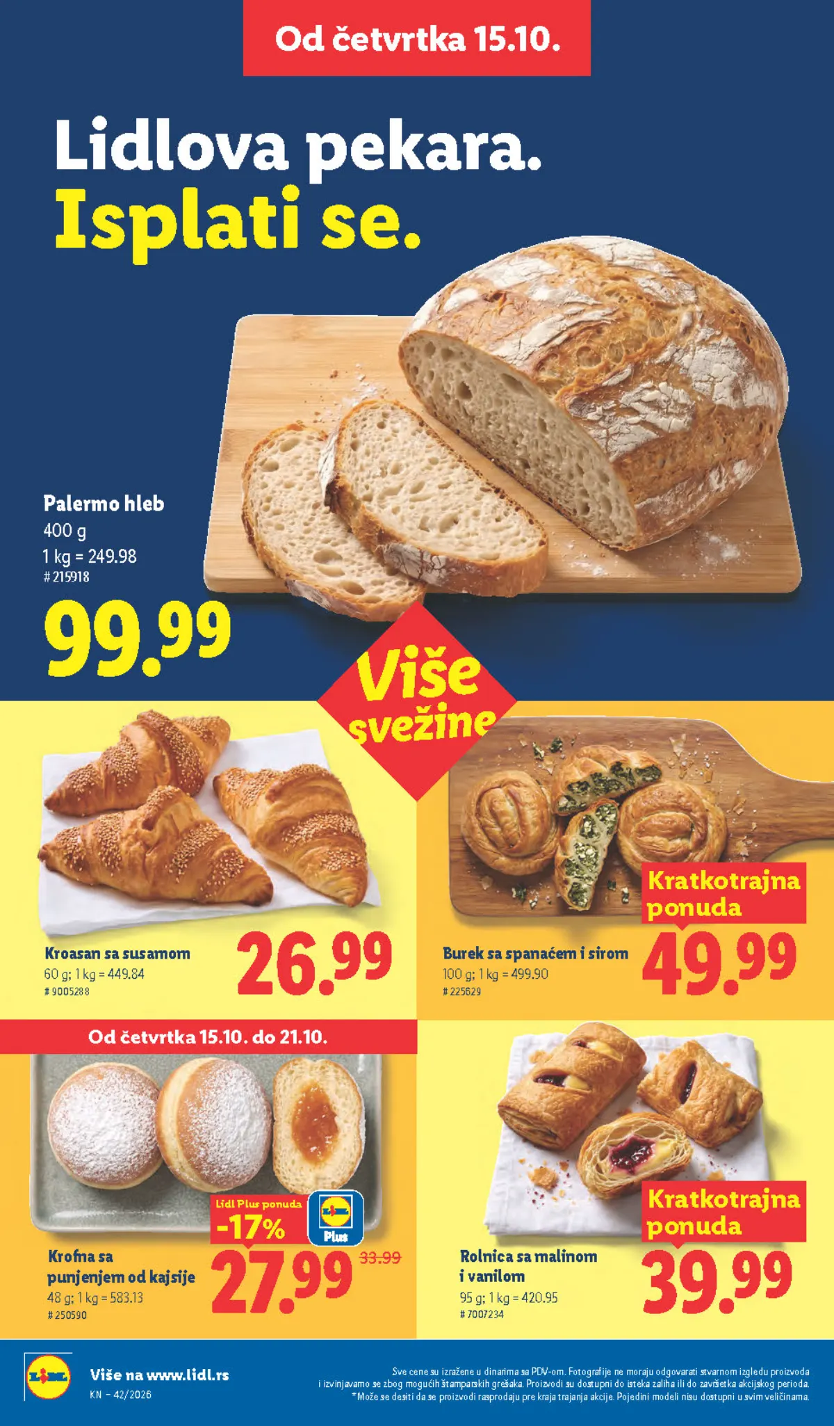 Lidl katalog – strana 24: Palermo hleb, 400 g, Kroasan sa susamom, 60 g