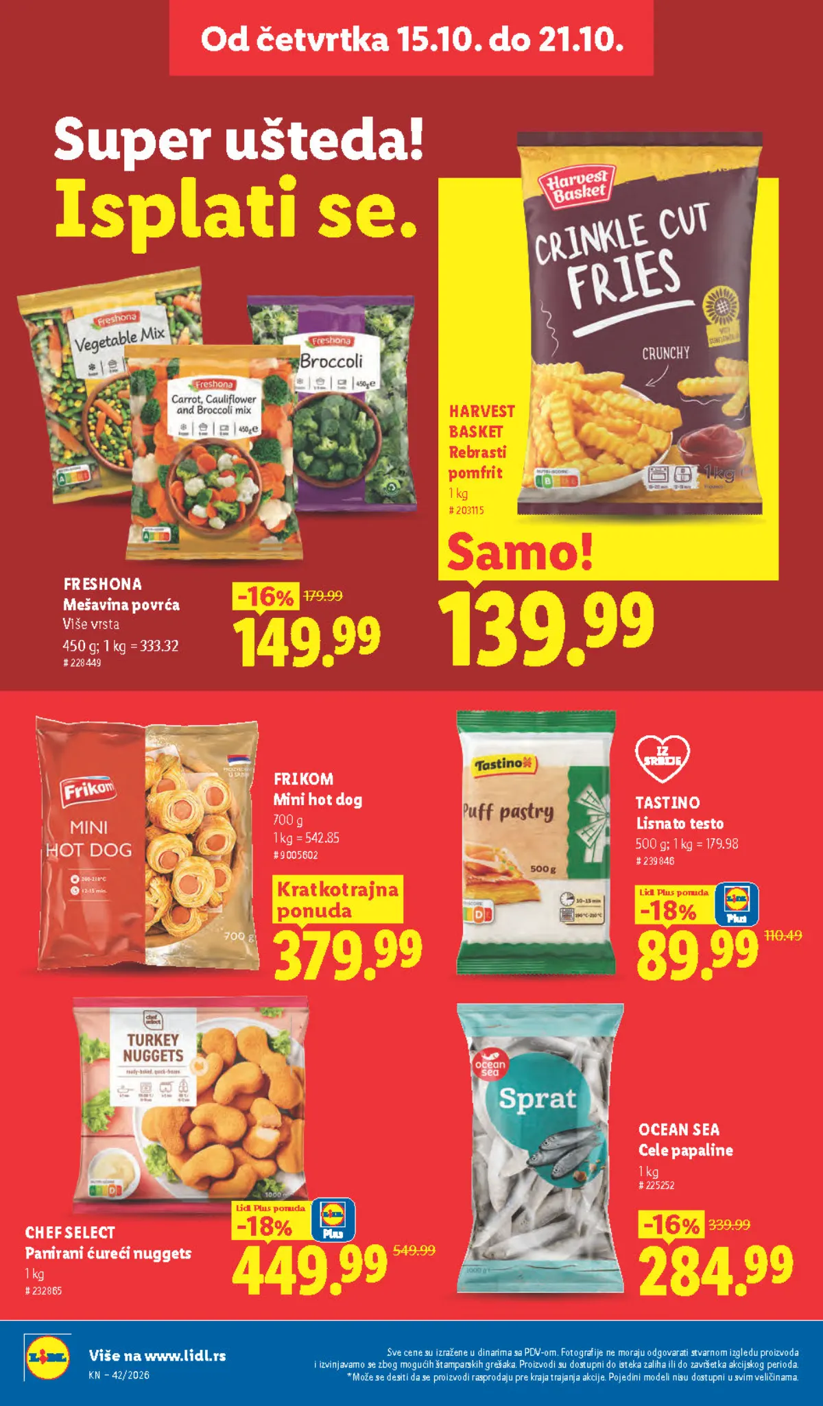 Lidl katalog – strana 28: Harvest Basket rebrasti pomfrit, 1 kg, Tastino lisnato testo, 500 g