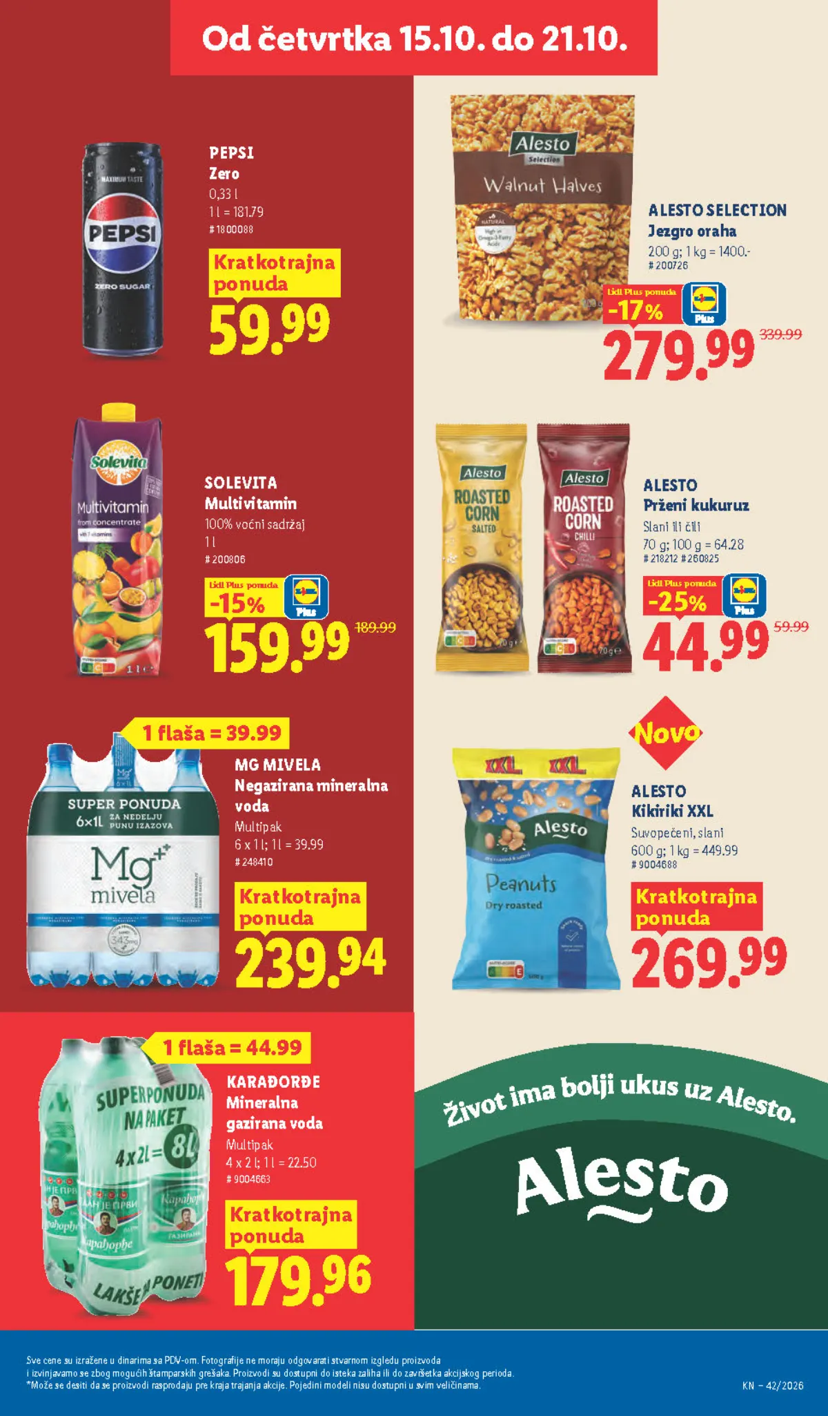 Lidl katalog – strana 35: Alesto Selection jezgro oraha, 200 g, Alesto prženi kukuruz, slani ili čili, 70 g