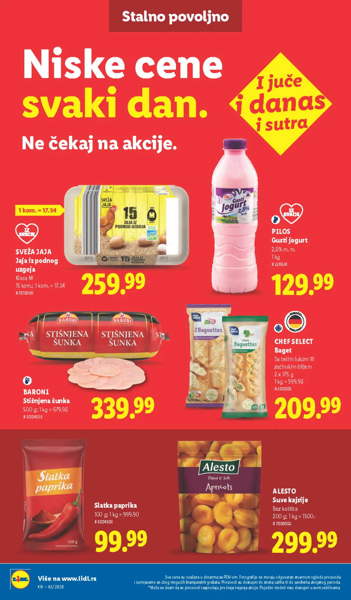 Lidl katalog – strana 40: Jaja iz podnog uzgoja, klasa M, 15 komada, Pilos gusti jogurt, 2,8% m. m., 1 kg