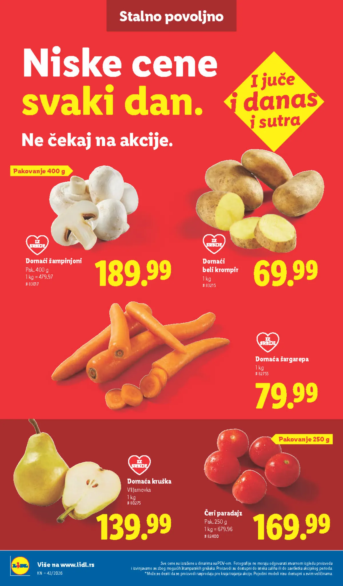 Lidl katalog – strana 44: Domaći beli krompir, 1 kg, Domaći šampinjoni, pakovanje 400 g