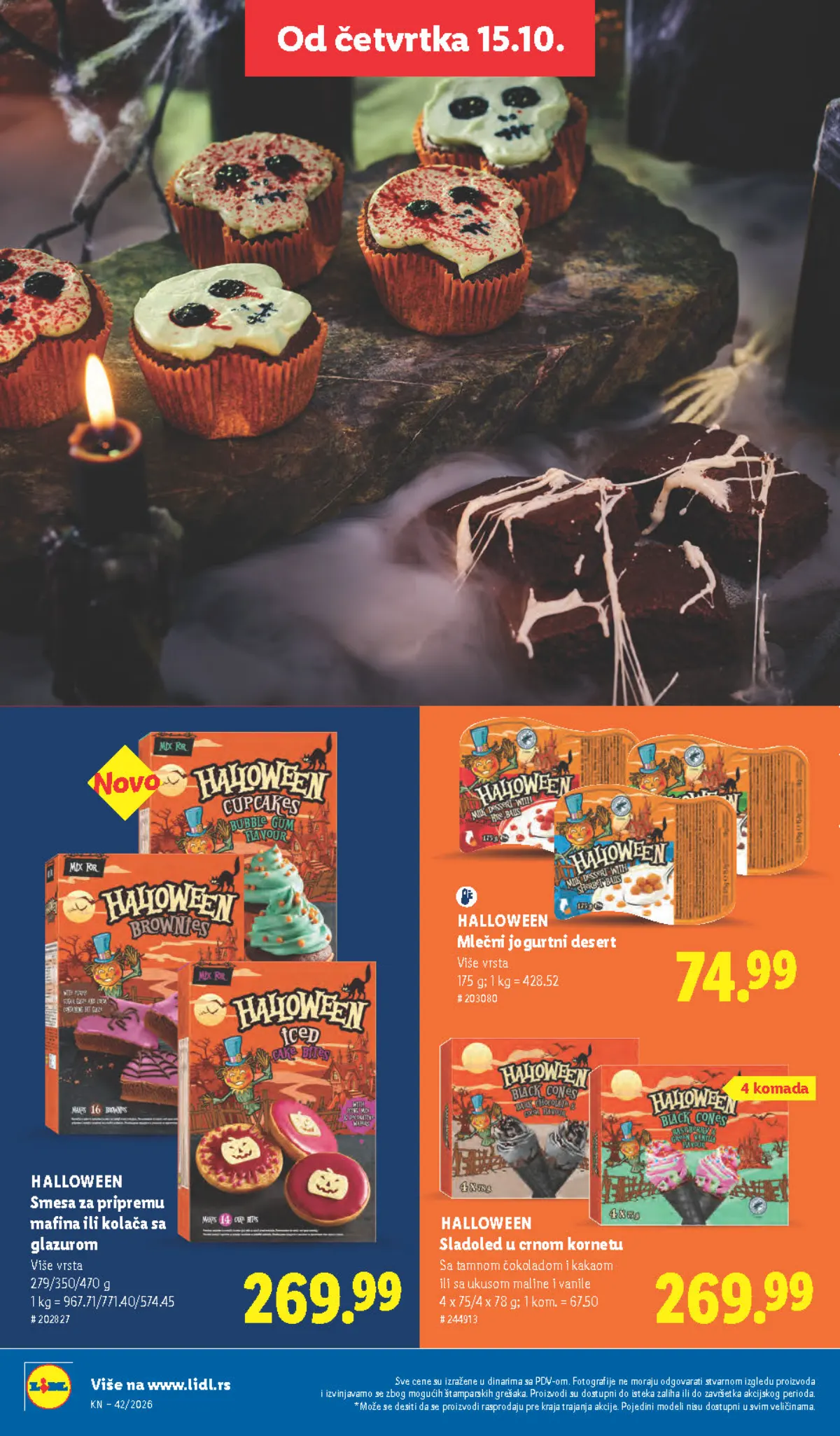 Lidl katalog – strana 60: Halloween mlečni jogurtni desert, 175 g, odabrane vrste, Halloween sladoled u crnom kornetu, 4 × 75/78 g