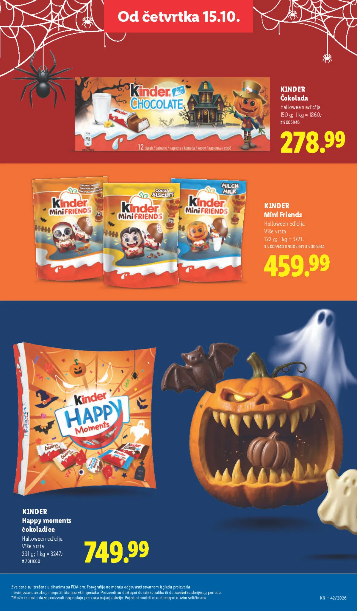 Lidl katalog – strana 65: Kinder čokolada Halloween edicija, 150 g, Kinder Mini Friends Halloween, 122 g, odabrane vrste
