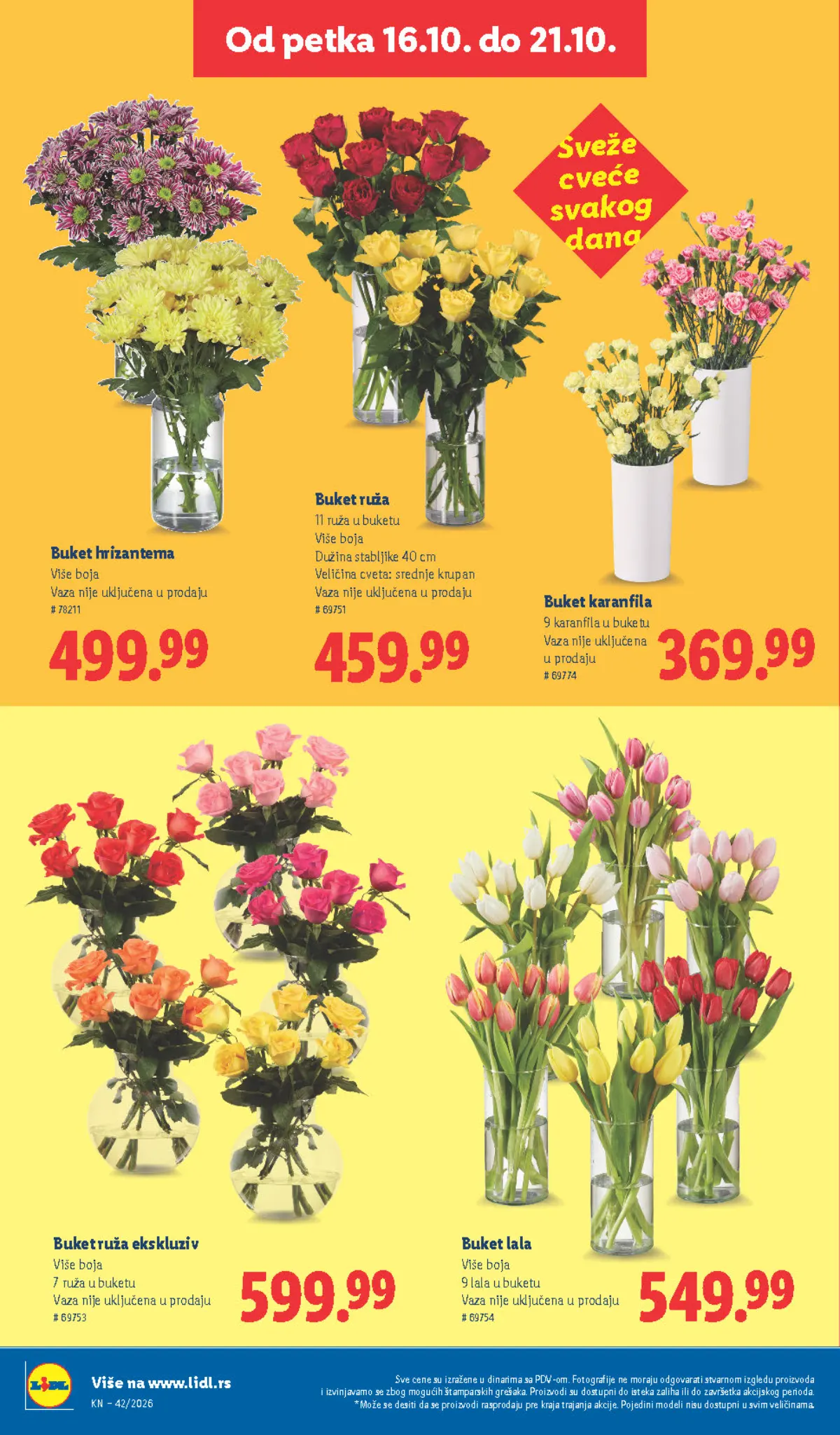 Lidl katalog – strana 68: Buket hrizantema, odabrane boje, Buket sa 11 ruža, odabrane boje