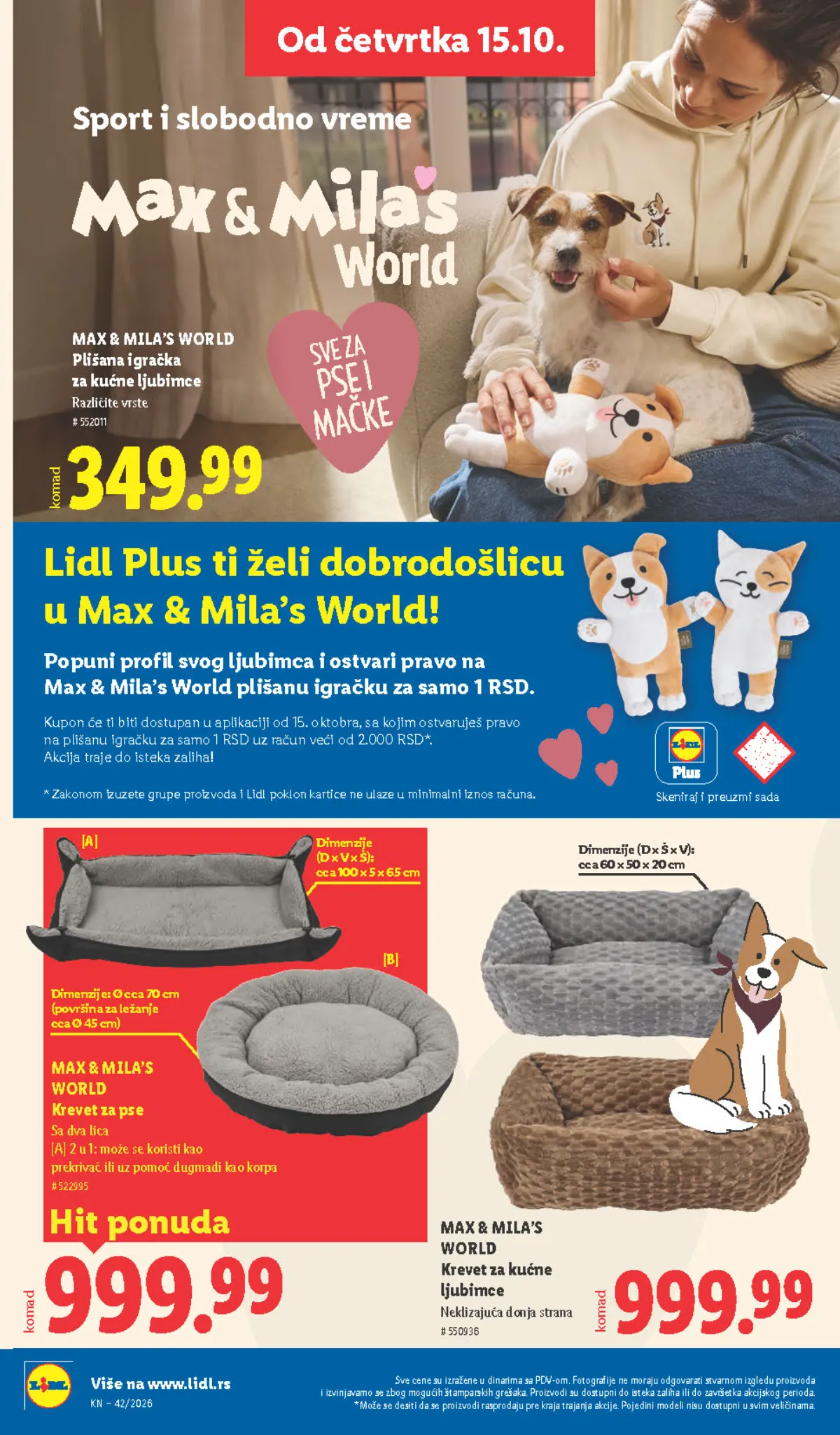 Lidl katalog – strana 72: Max & Mila’s World krevet za kućne ljubimce, Max & Mila’s World plišana igračka za kućne ljubimce