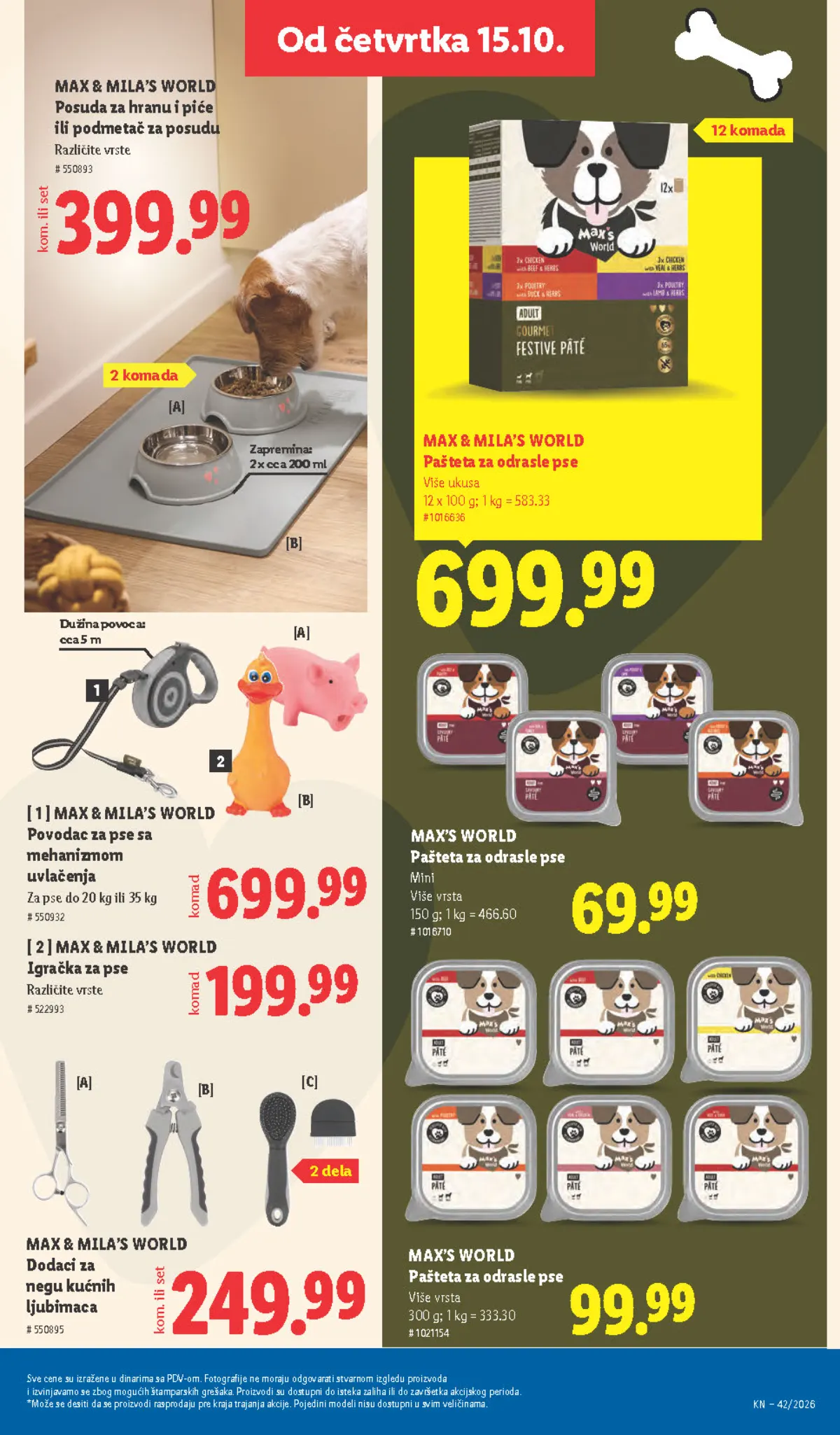 Lidl katalog – strana 73: Max & Mila’s World pašteta za odrasle pse, 12 × 100 g, Max & Mila’s World povodac za pse sa mehanizmom uvlačenja