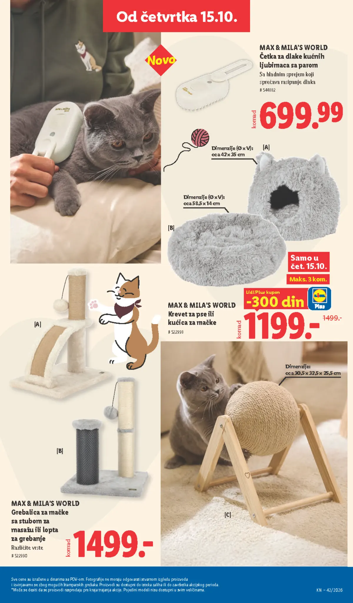 Lidl katalog – strana 75: Max & Mila’s World četka za dlake kućnih ljubimaca sa hladnim sprejem, Max & Mila’s World krevet za pse ili kućica za mačke