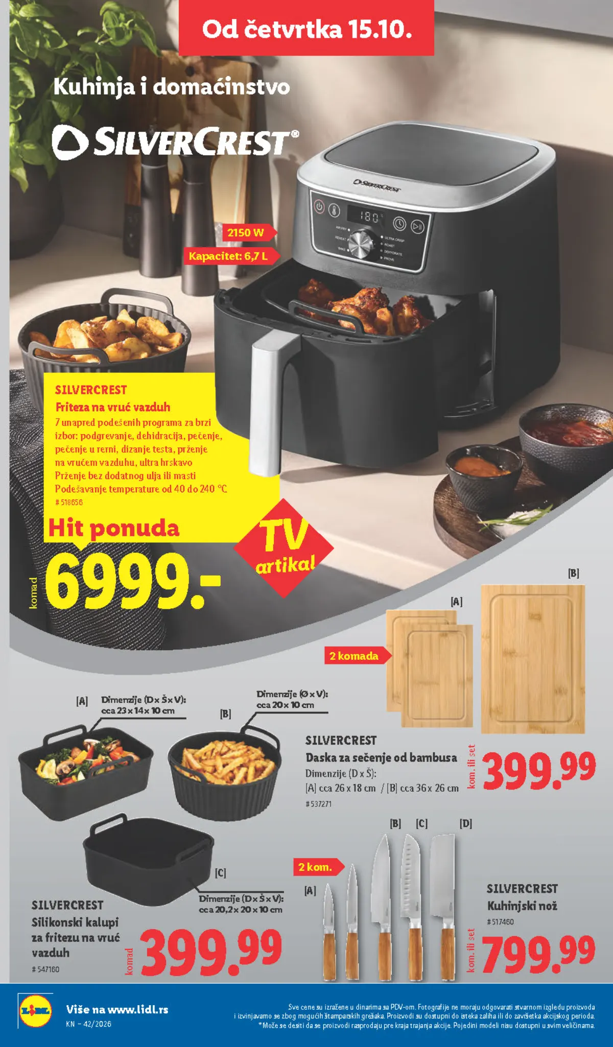 Lidl katalog – strana 78: Silvercrest friteza na vruć vazduh, 6,7 l, 2.150 W, Silvercrest silikonski kalupi za fritezu na vruć vazduh, odabrane vrste