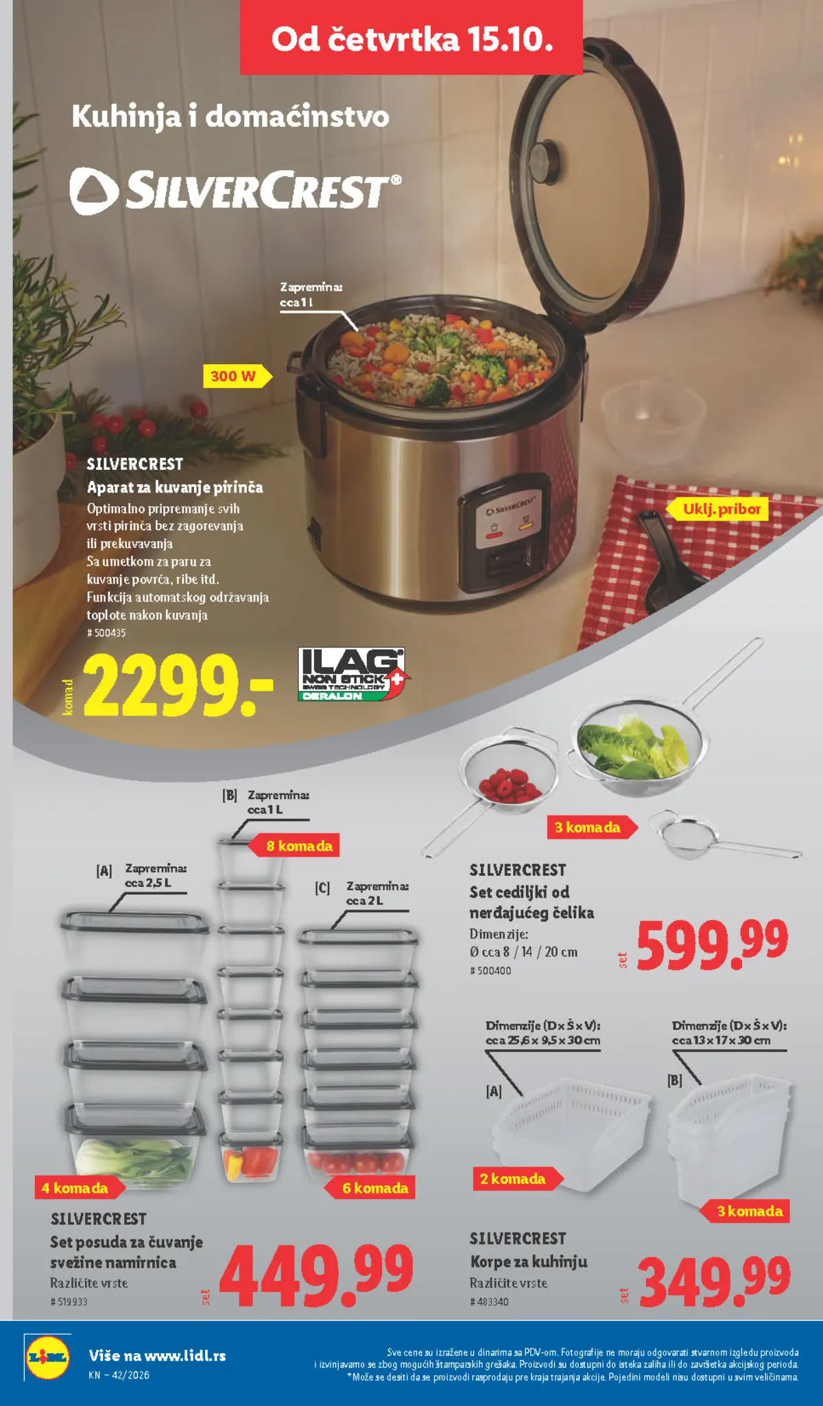Lidl katalog – strana 80: Silvercrest aparat za kuvanje pirinča, približno 1 l, 300 W, Silvercrest set od 3 cediljke od nerđajućeg čelika